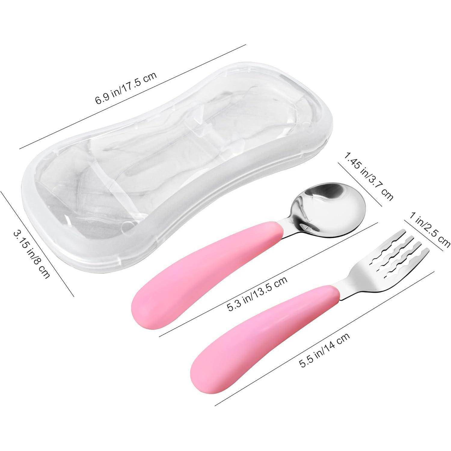 Kleinkind Besteck Set mit Reiseetui 18/8 Edelstahl Rose