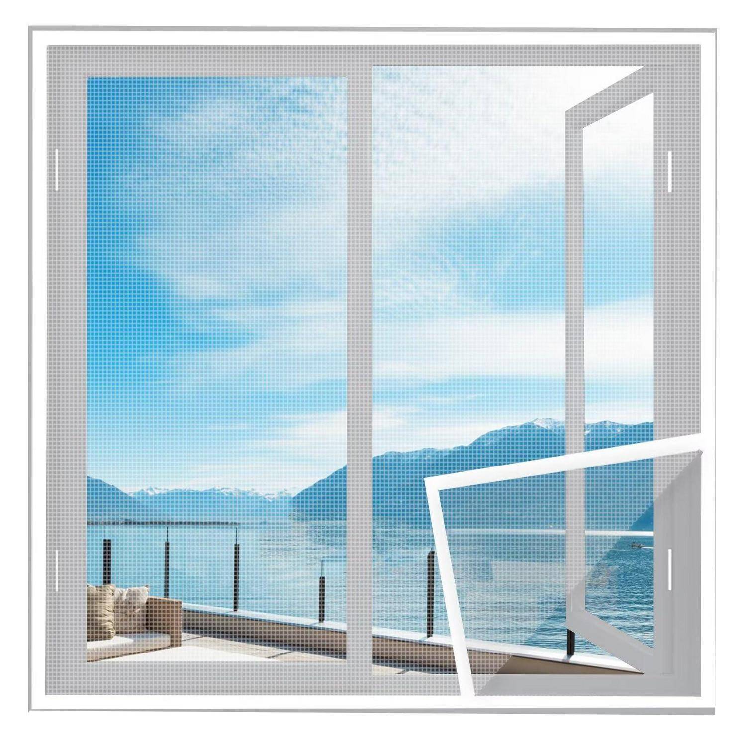Fliegengitter Fenster 60x110cm Weiß Glasfasernetz mit Klettband
