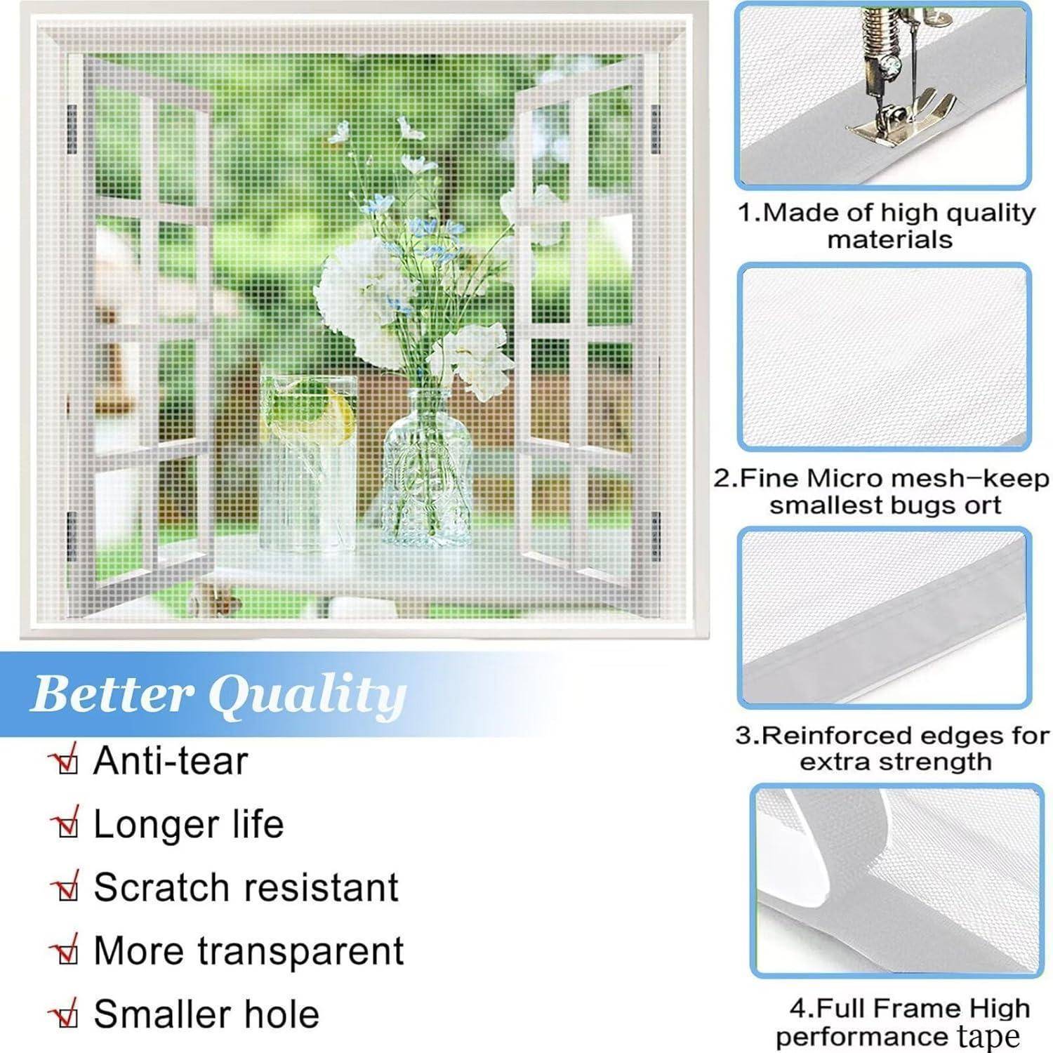 Fliegengitter Fenster 60x110cm Weiß Glasfasernetz mit Klettband