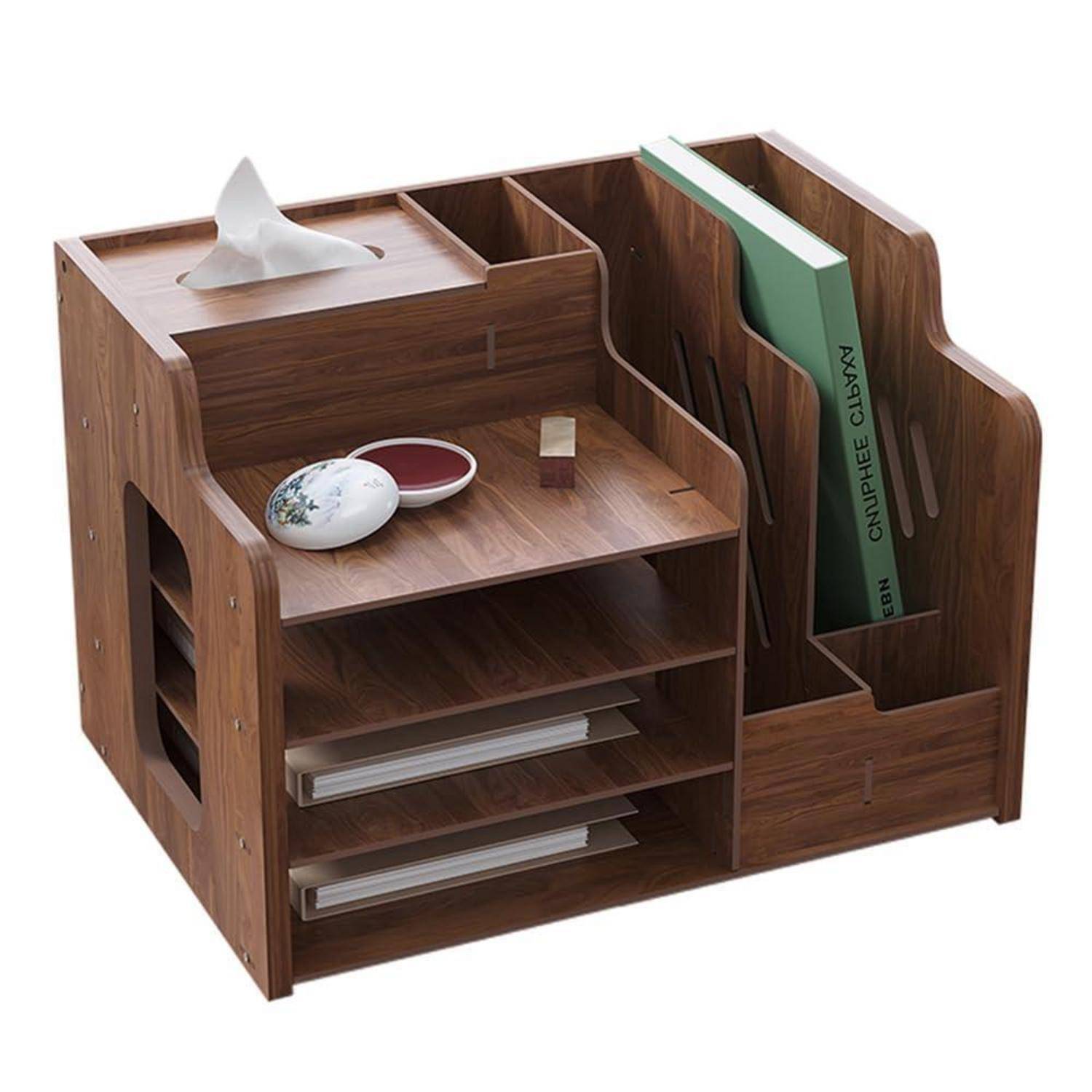 Schreibtisch-Organizer Holz Walnussholz A4 Dokumentensortierer