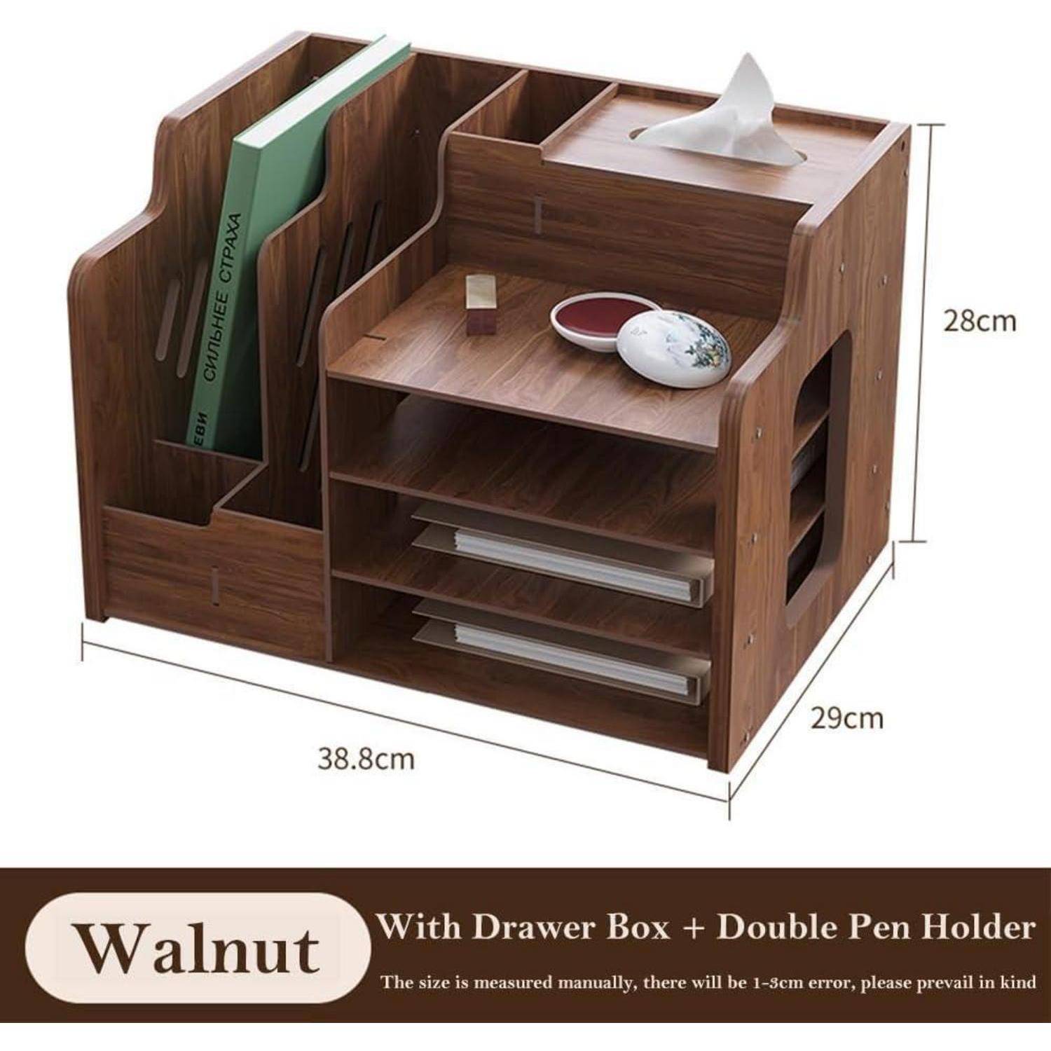 Schreibtisch-Organizer Holz Walnussholz A4 Dokumentensortierer