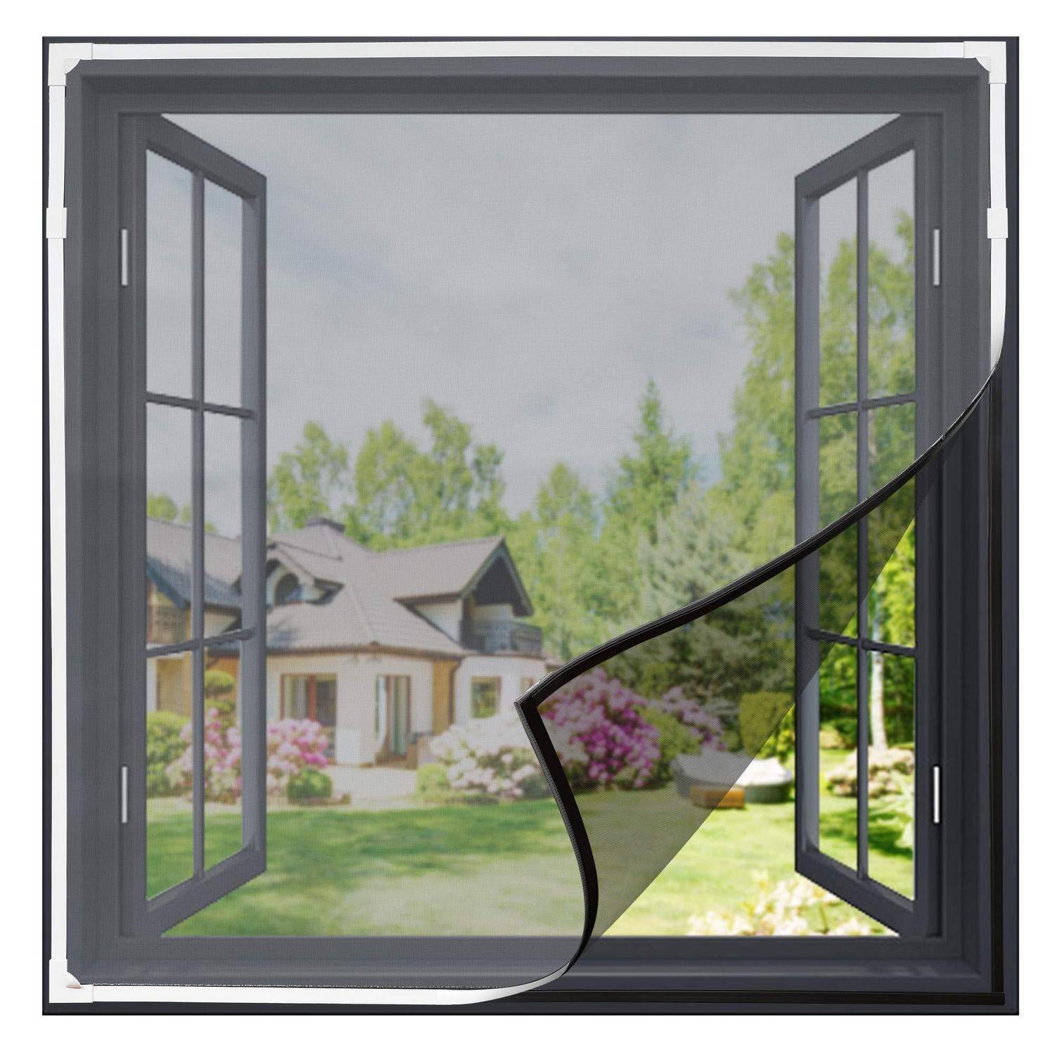 Gimars Fliegengitter Fenster 150x130 cm Magnet weiß zuschneidbar