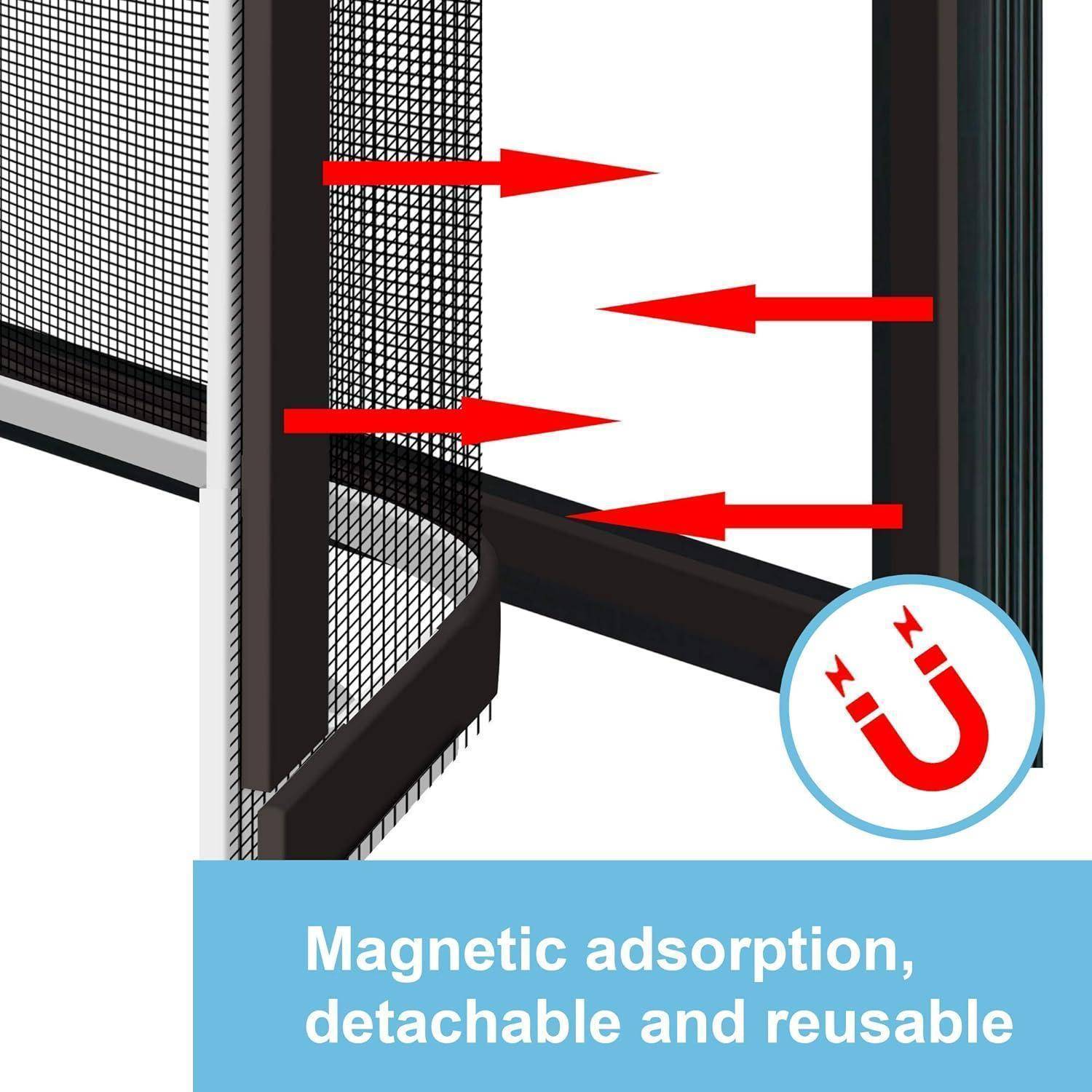 Gimars Fliegengitter Fenster 150x130 cm Magnet weiß zuschneidbar