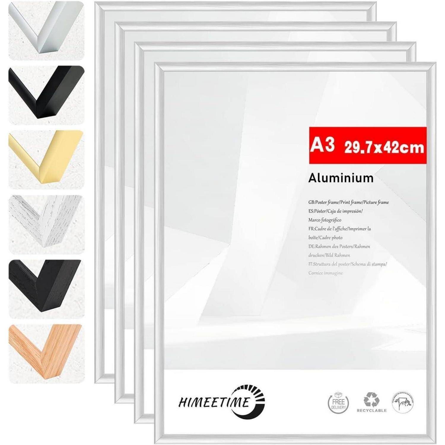 Bilderrahmen A3 Aluminium Alu | Silber A3(29,7x42cm) 4x