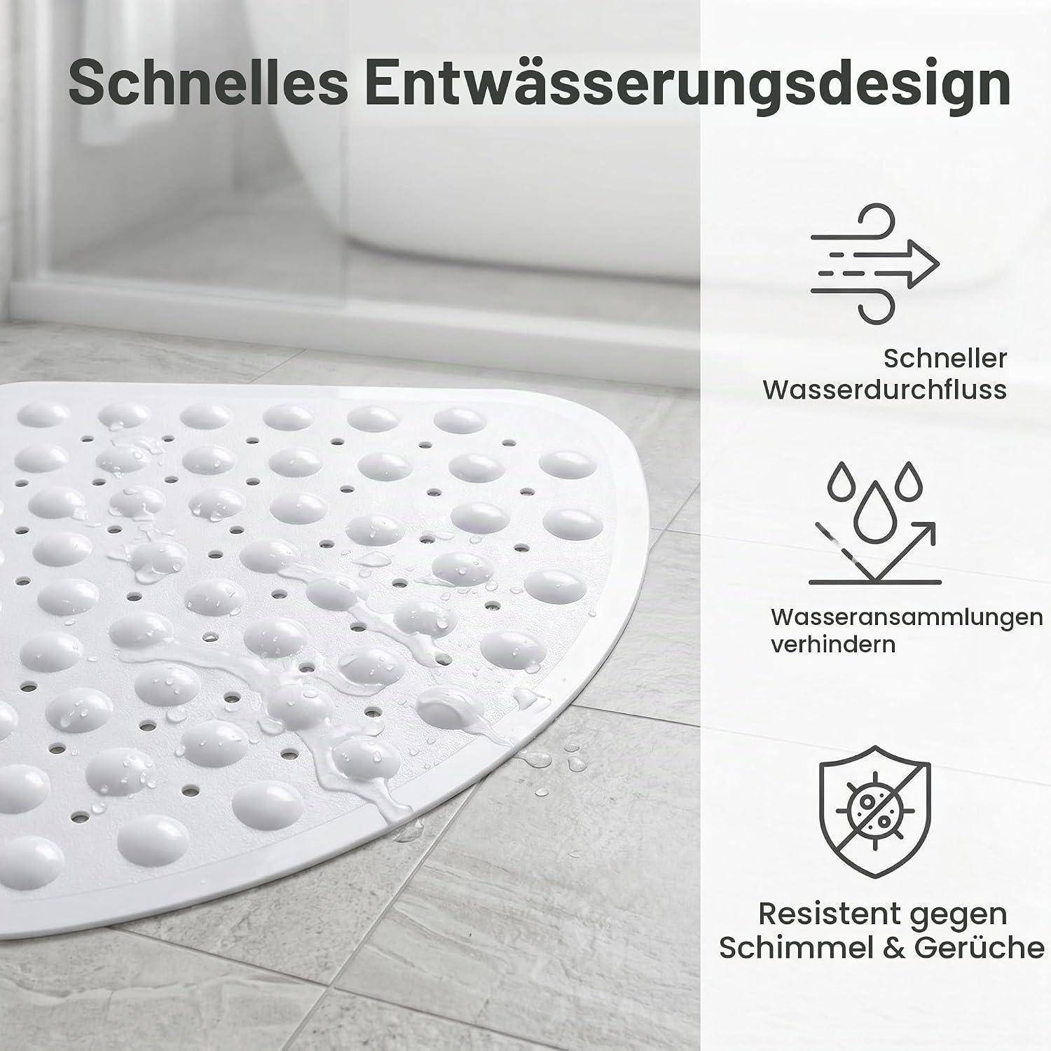 Duschmatte rutschfest 70x70cm PVC Weiß Dreieckig