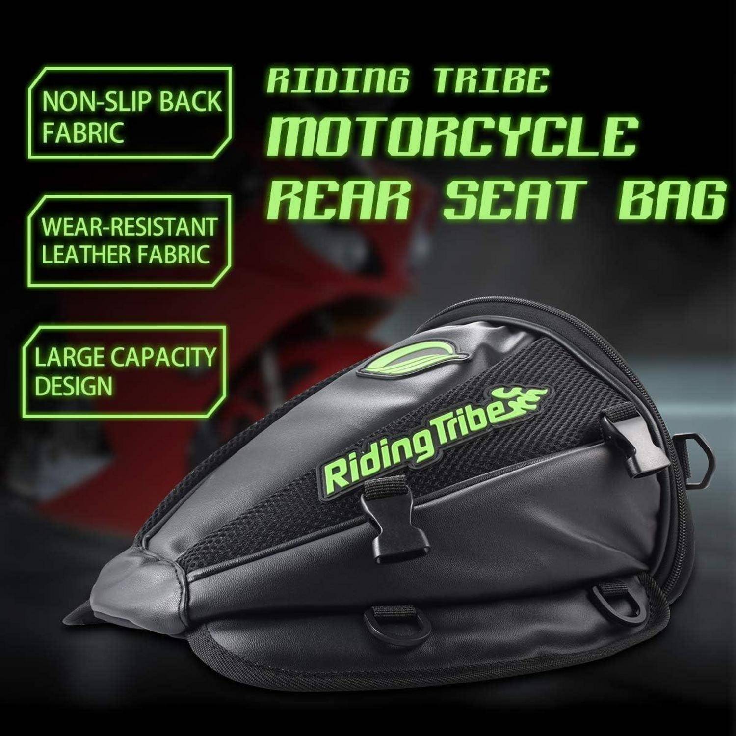 Riding Tribe Motorrad-Hecksitztasche mit rutschfestem Rückenstoff, verschleißfestem Leder und großvolumigem Design.