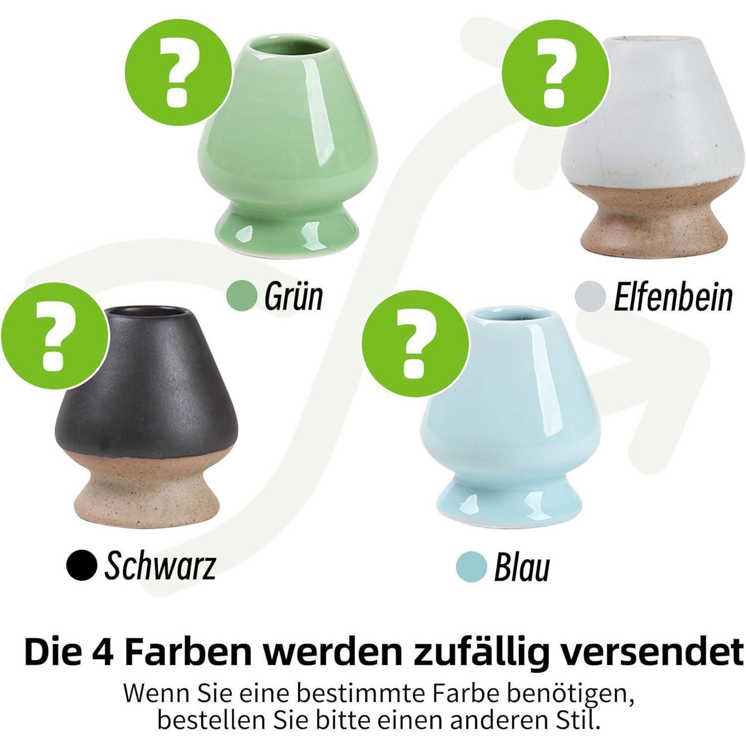 Produktbild mit vier Lampensockeln in zufälligen Farben: grün, elfenbeinfarben, schwarz und blau. Der Text besagt, dass die vier Farben zufällig versendet werden; wählen Sie einen anderen Stil, wenn eine bestimmte Farbe benötigt wird.