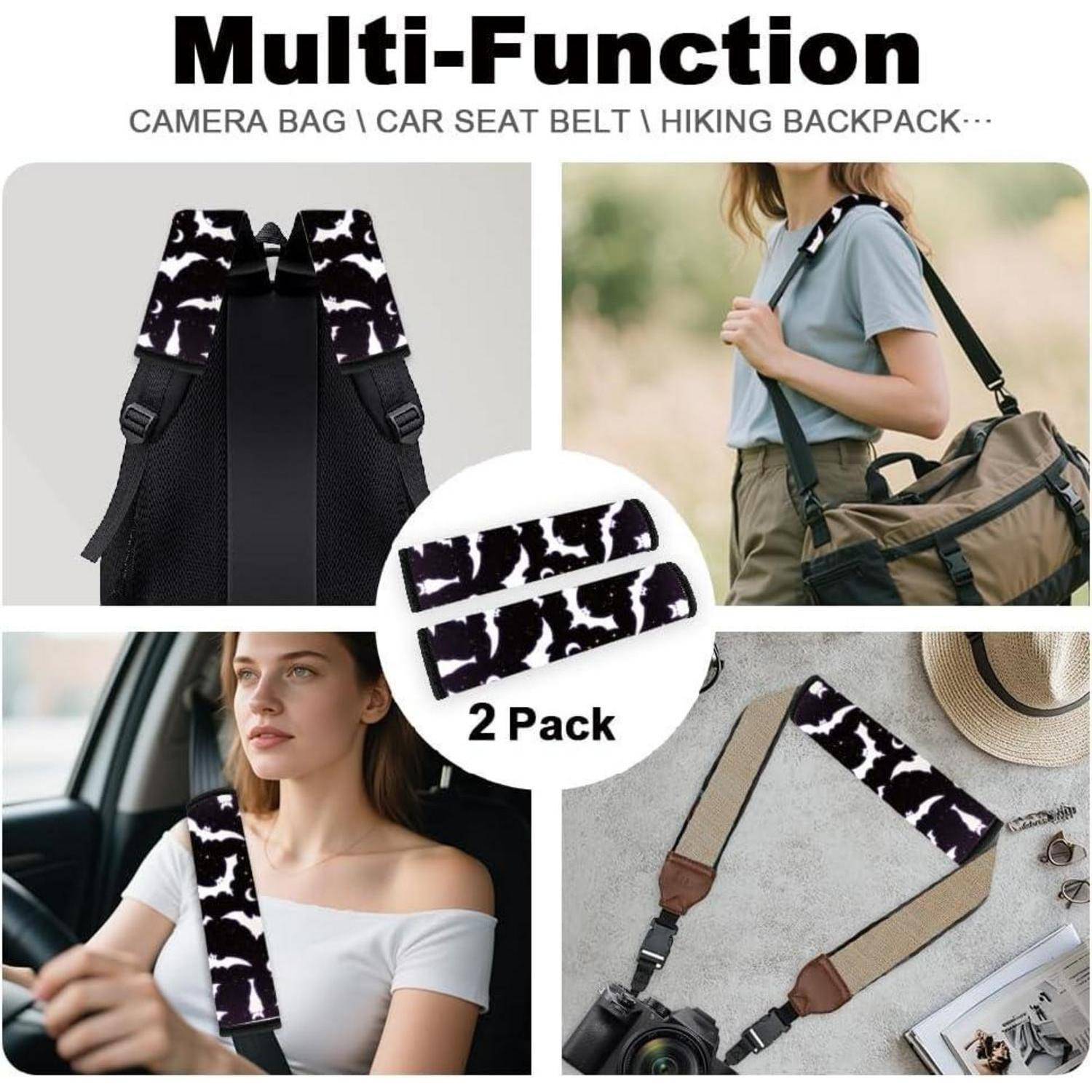 Werbekollage zeigt ein 2er-Pack Kuhflecken-Riemen-Accessoire mit der Bezeichnung „Multifunktion