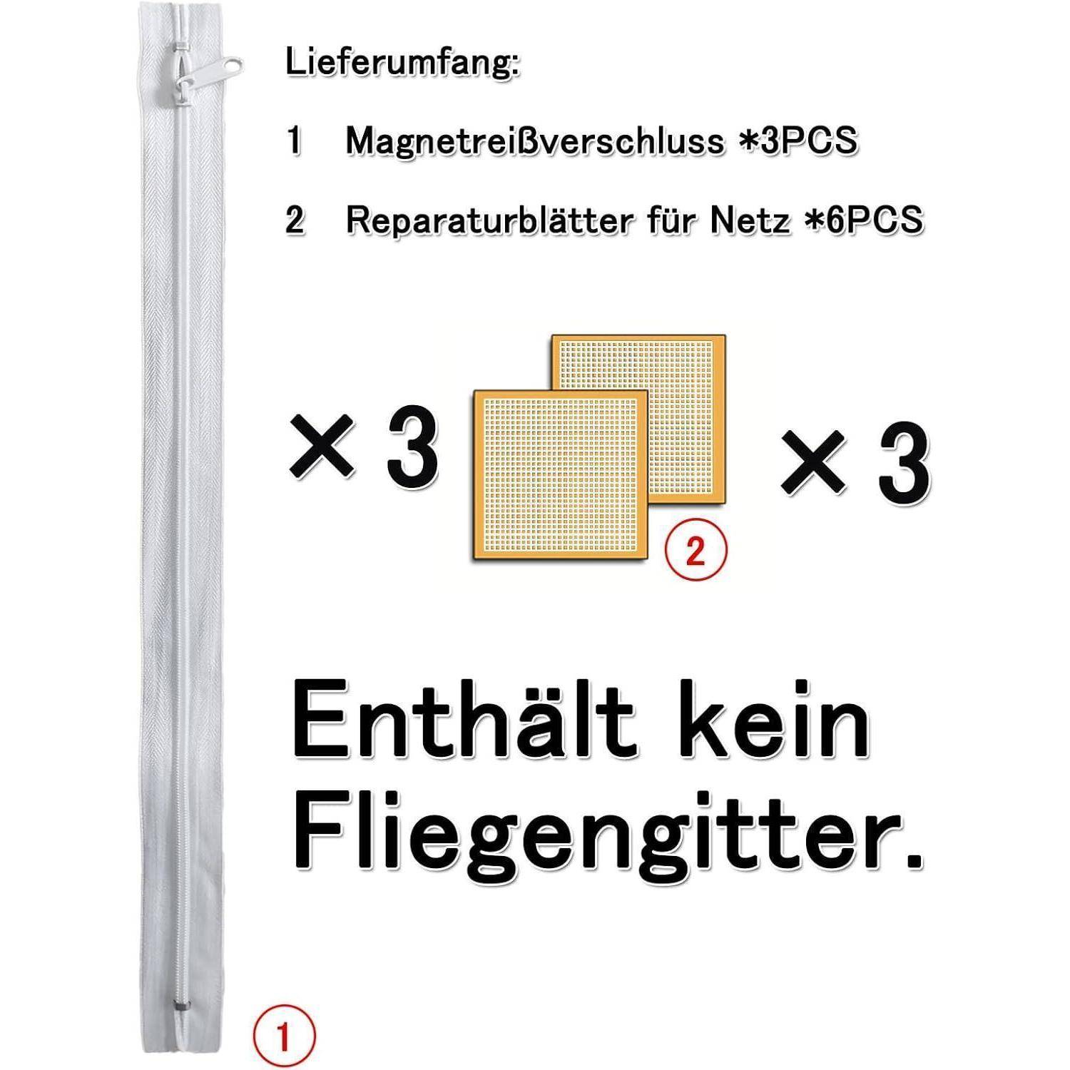 3x Reißverschluss für Fliegengitter Dachfenster, 38cm, Weiß