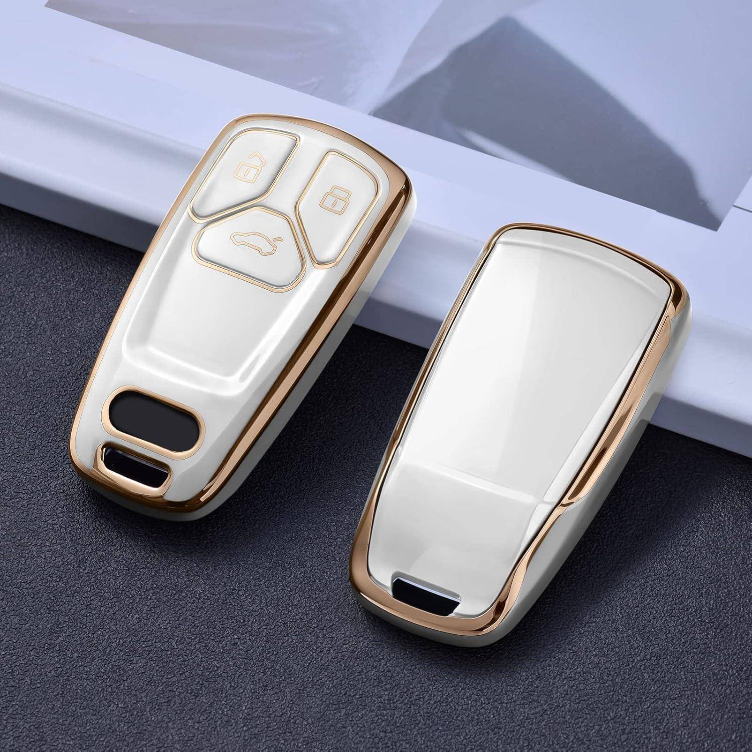 Schlüsselhülle TPU für Audi A4L A6L A8 Q5 Q7 TTS TT, Seat 3-Tasten, Weiß