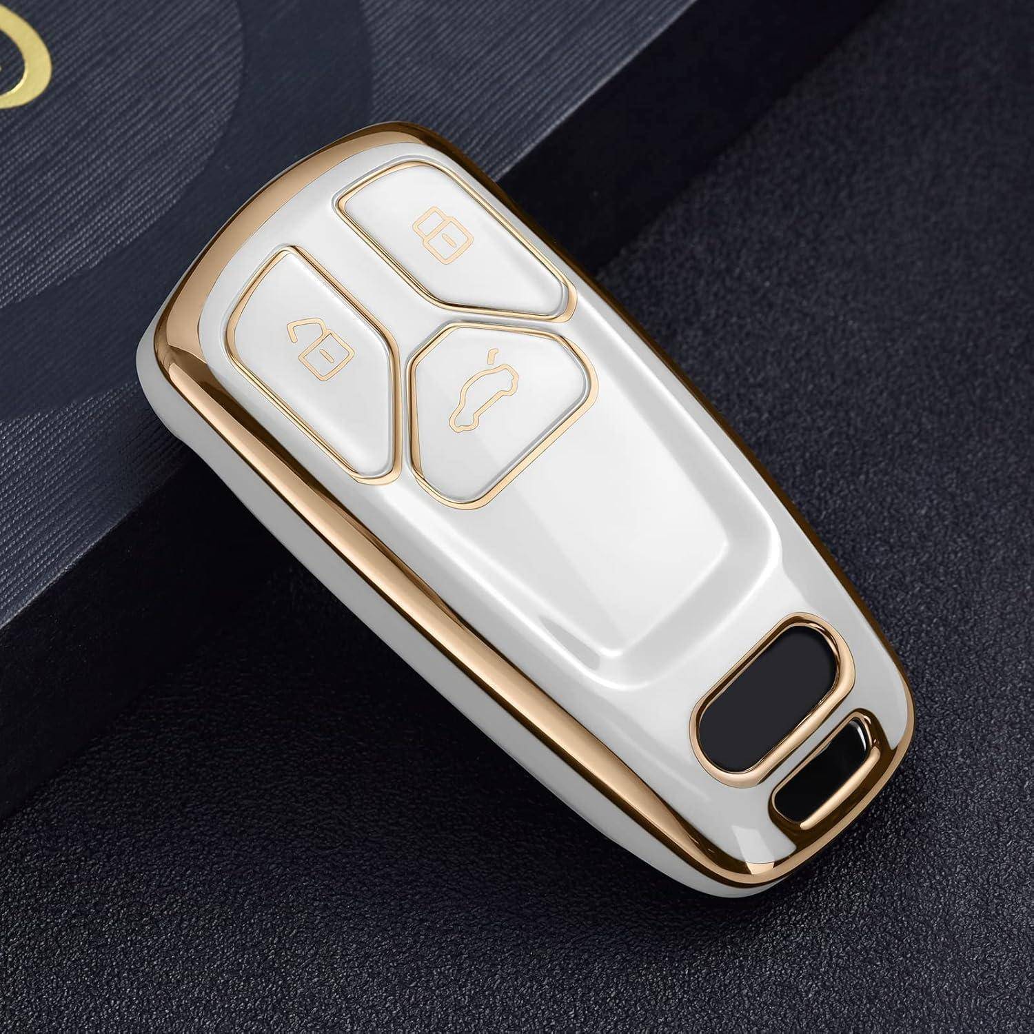 Schlüsselhülle TPU für Audi A4L A6L A8 Q5 Q7 TTS TT, Seat 3-Tasten, Weiß