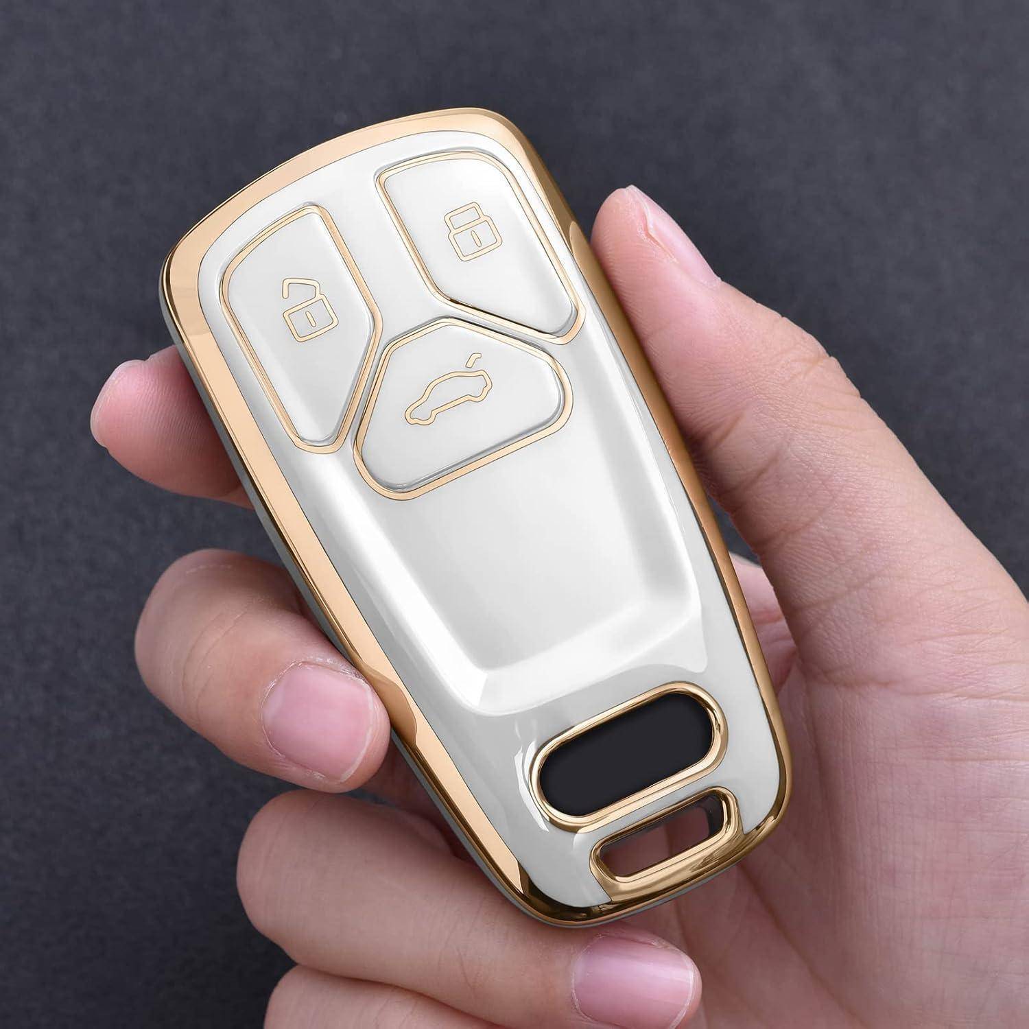 Schlüsselhülle TPU für Audi A4L A6L A8 Q5 Q7 TTS TT, Seat 3-Tasten, Weiß