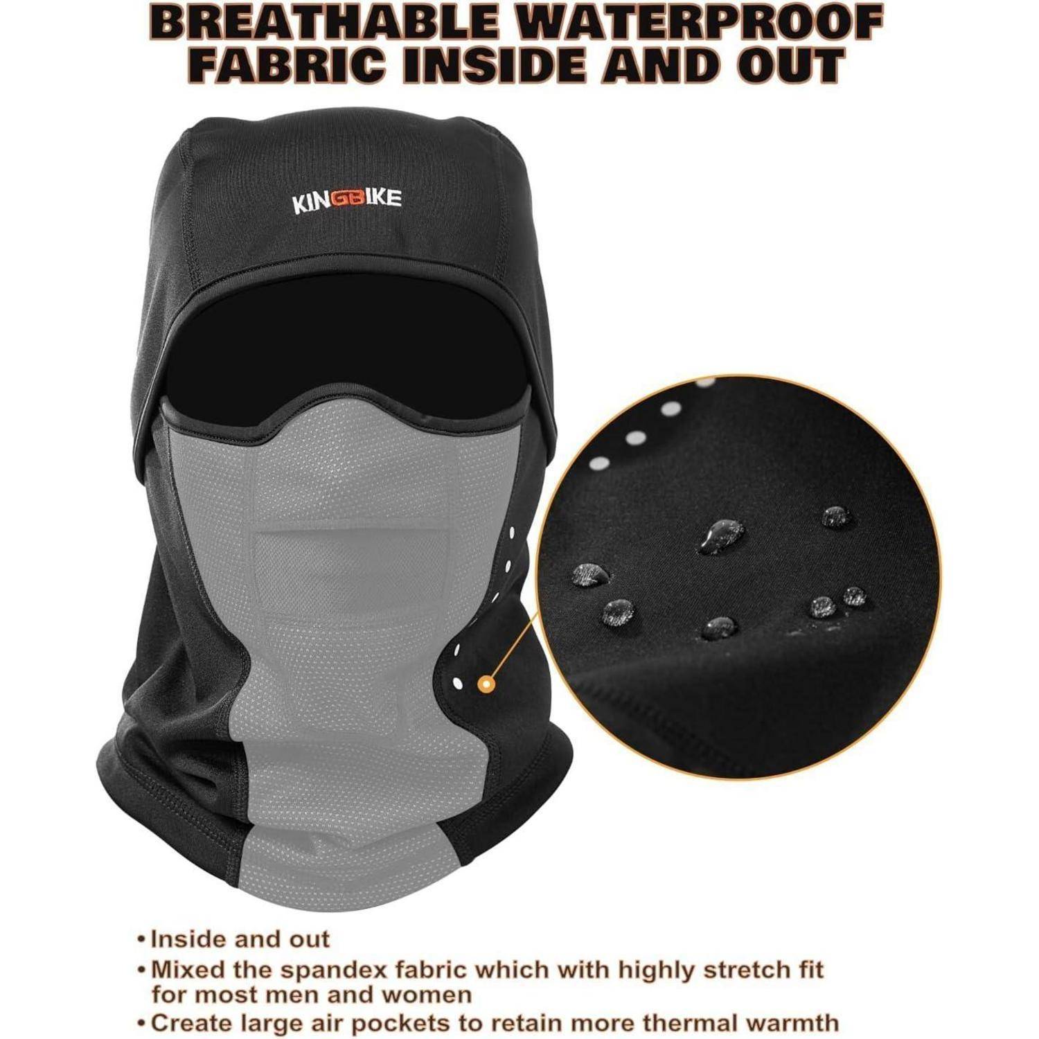 KINGBIKE Sturmhaube Motorrad Fahrrad Warm Winddicht Anti-Beschlag Brillenfreundlich