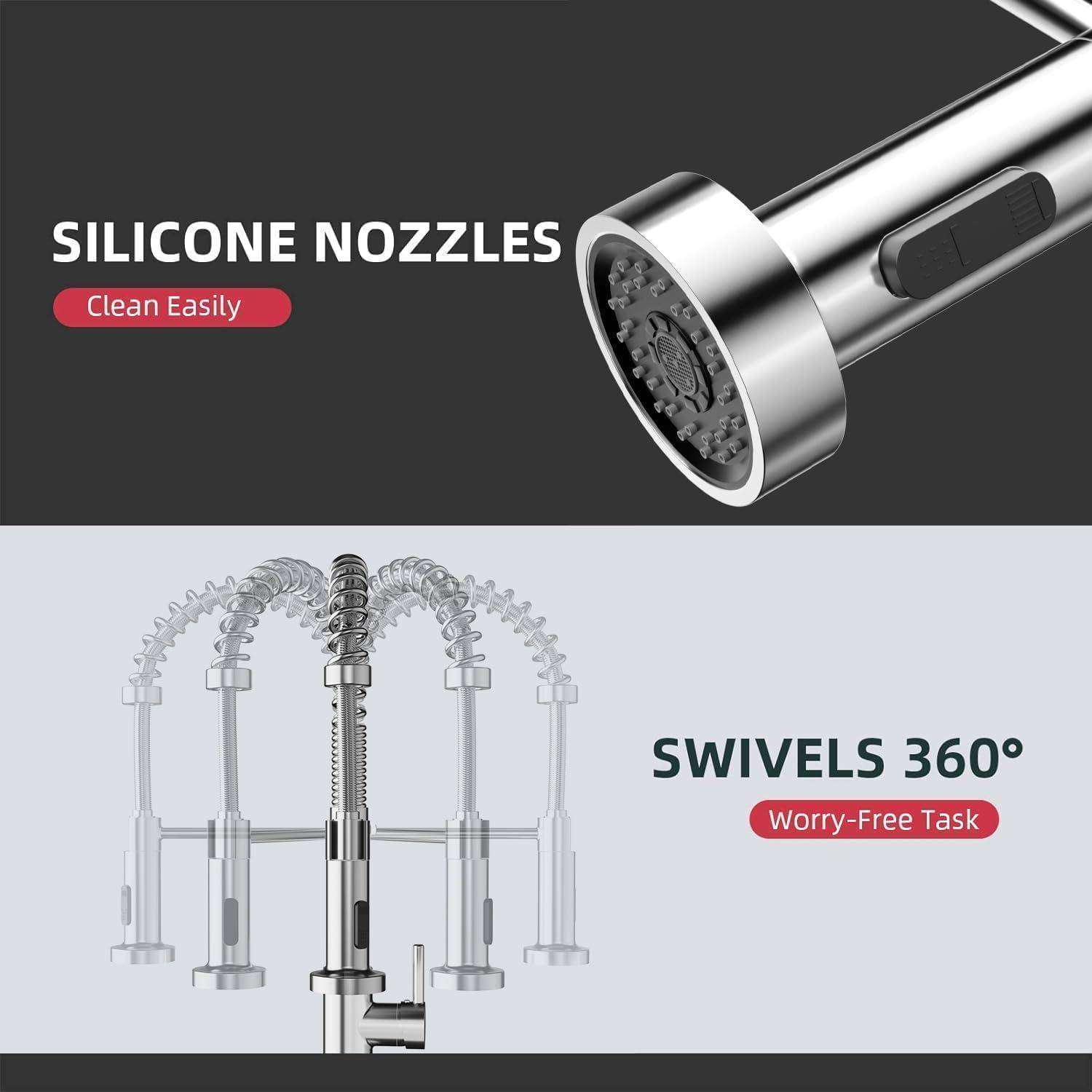 Küchenspüle Mixer Tap Chrom 360° schwenkbar Pull-Down 2 Sprühmodi Edelstahl
