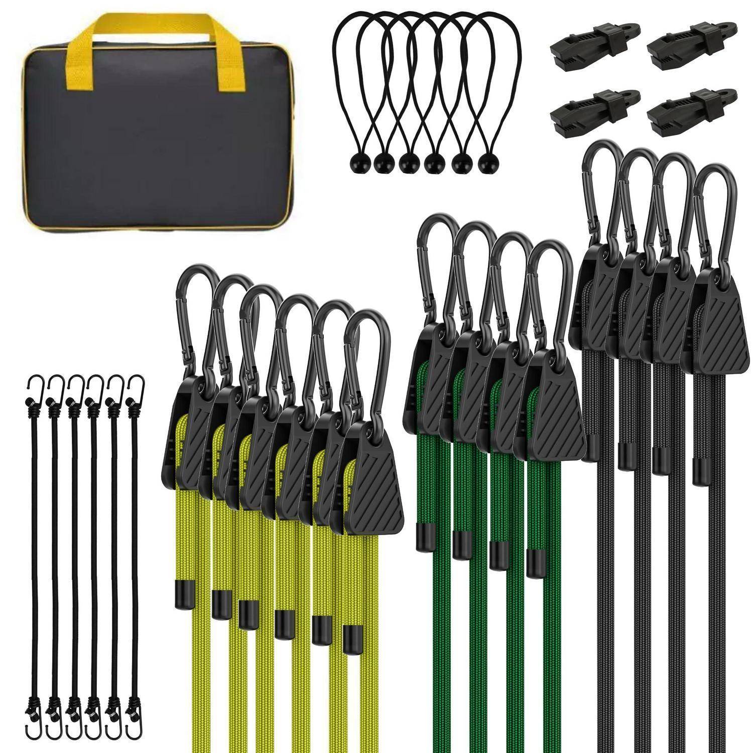 Spanngummi-Set 30-teilig mit Haken, Kugel & Clips