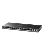 Schwarzer Ethernet-Netzwerk-Switch mit mehreren nach vorne ausgerichteten Anschlüssen auf weißem Hintergrund.
