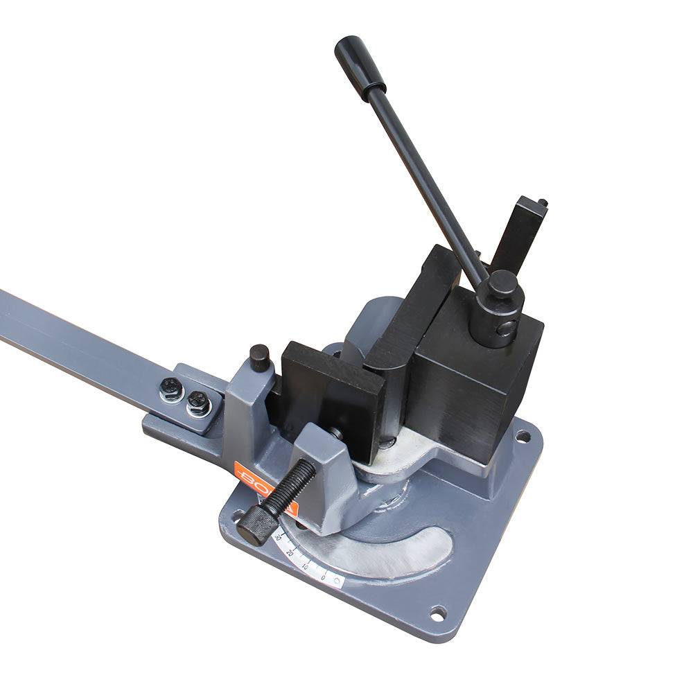 Manueller Metallrohrbiegegerät mit Hebegriff, Spannblock und schräger Basis zum Biegen von Rohren oder Stabmaterial.