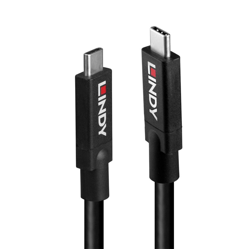 Zwei schwarze USB-C-Ladekabel mit „LINDY