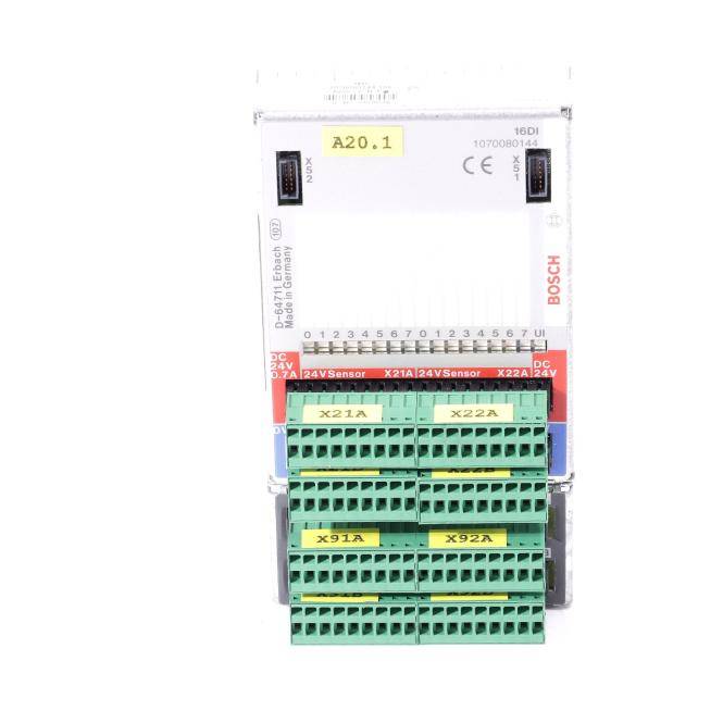 Bosch-Industriesteuermodul mit mehreren grünen Anschlussblöcken, gekennzeichnet mit A20.1 und X21A/X22A, frontal auf weißem Hintergrund dargestellt.