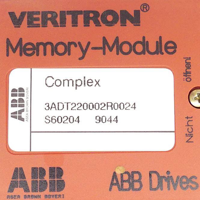 ABB Veritron Speichermodul-Etikett mit der Bezeichnung „Complex