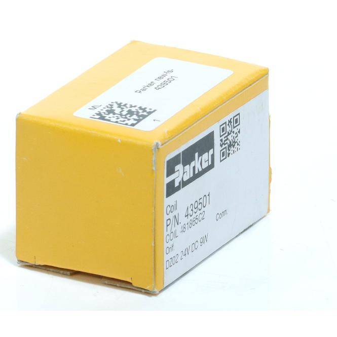Gelbe Kartonproduktbox mit Packerd-Etikett, QR-Codes und gedruckten Teildetails auf der Seite und Oberseite.