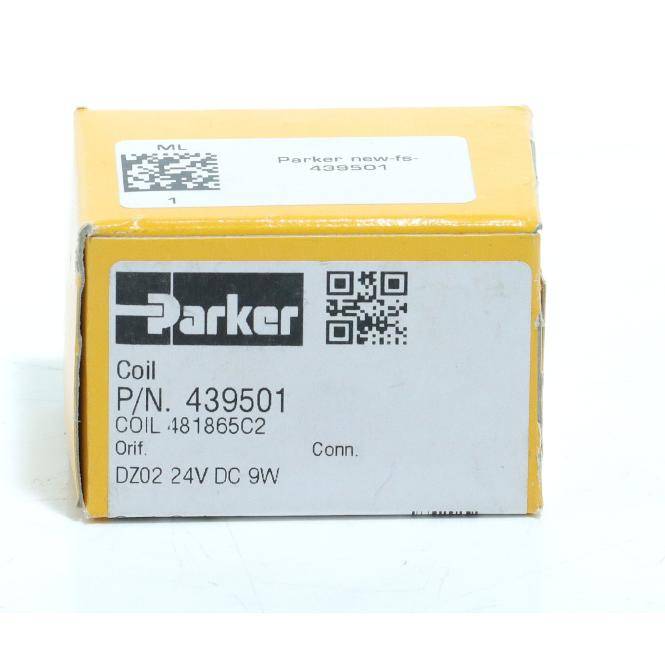 Gelbe Parker-Spulenproduktbox mit der Kennzeichnung 