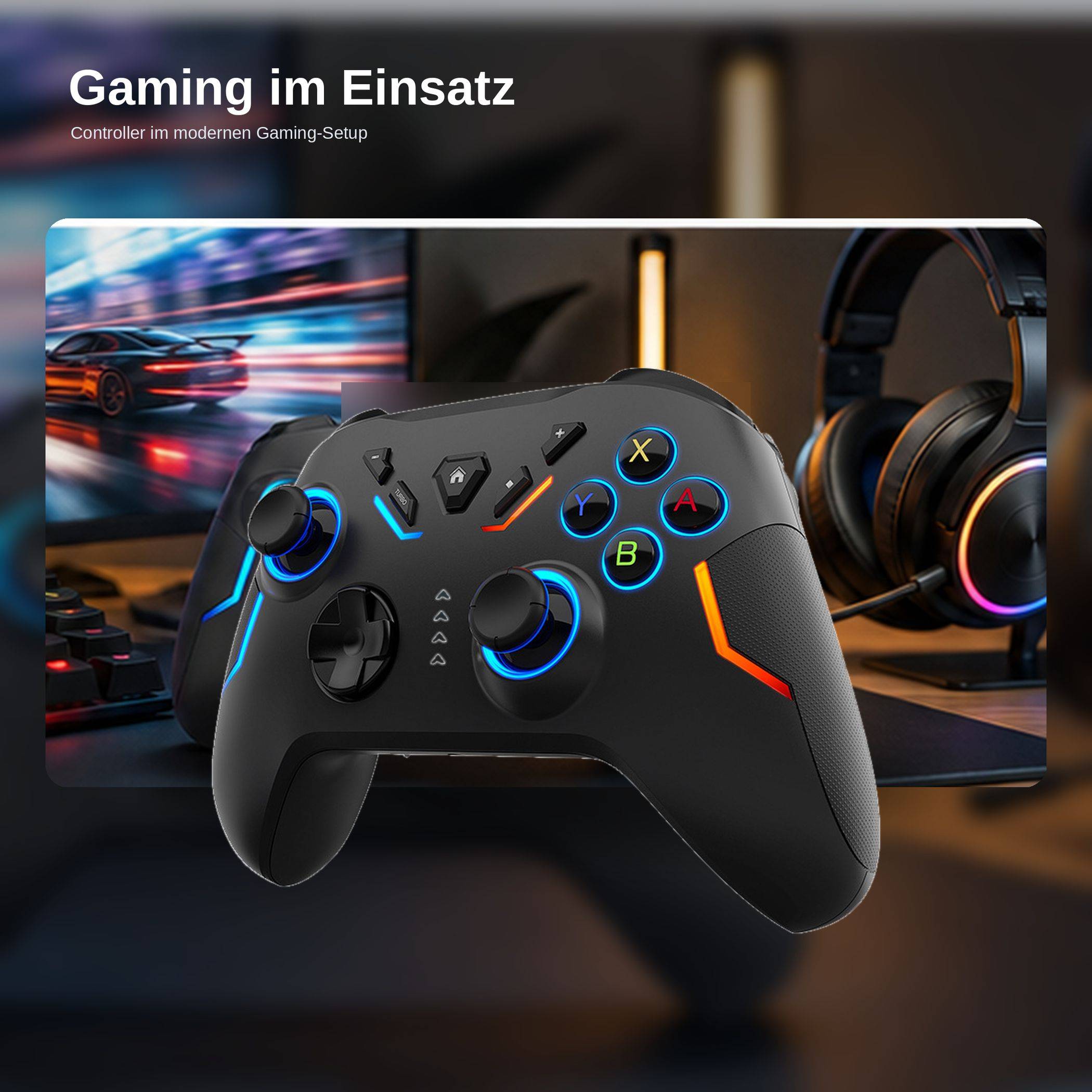 Wireless Gaming Controller für PC / Android / Switch RGB 6 Achsen Turbo Makro