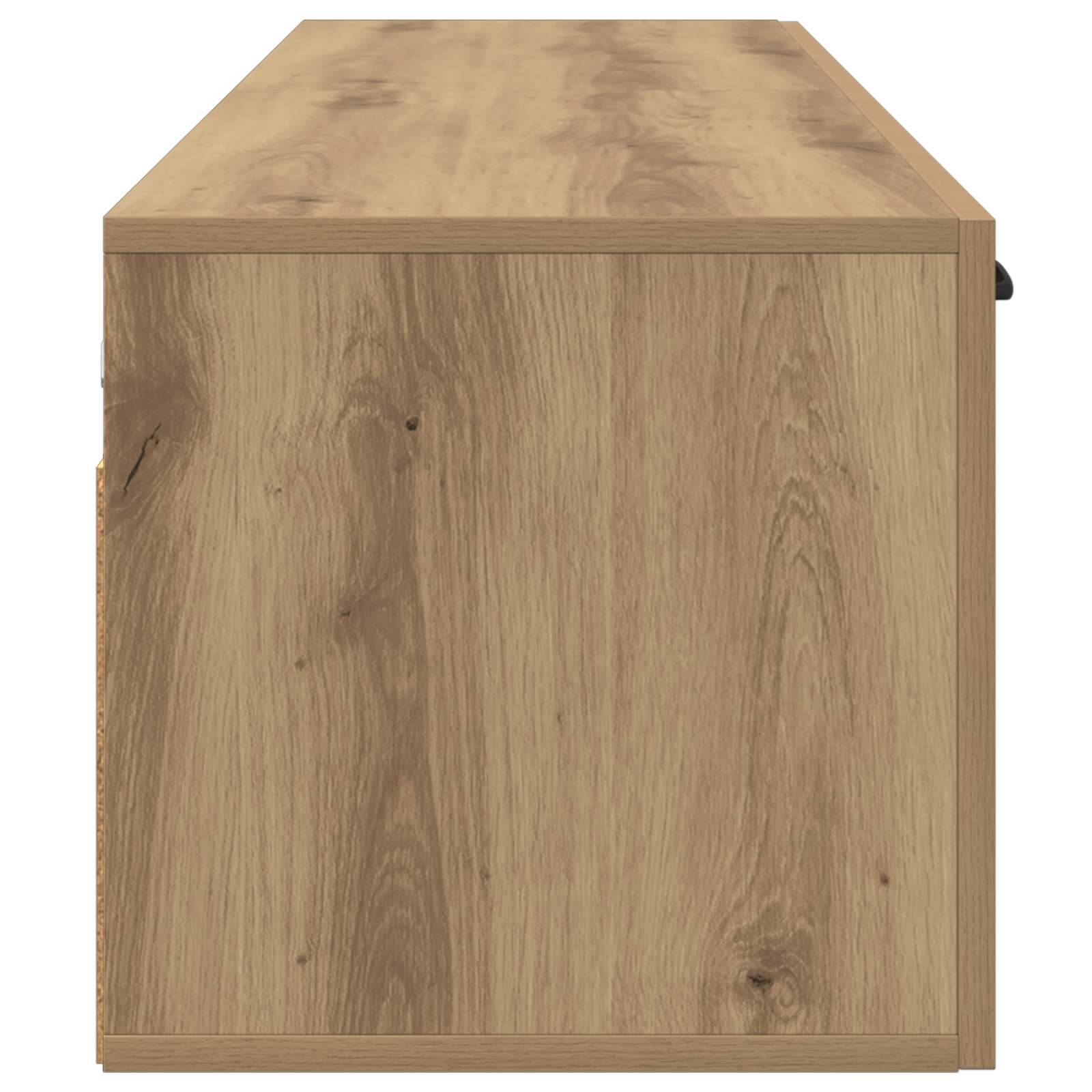 Holzschrank oder Aufbewahrungsbox mit hellem Eichenfinish, frontal vor weißem Hintergrund dargestellt.