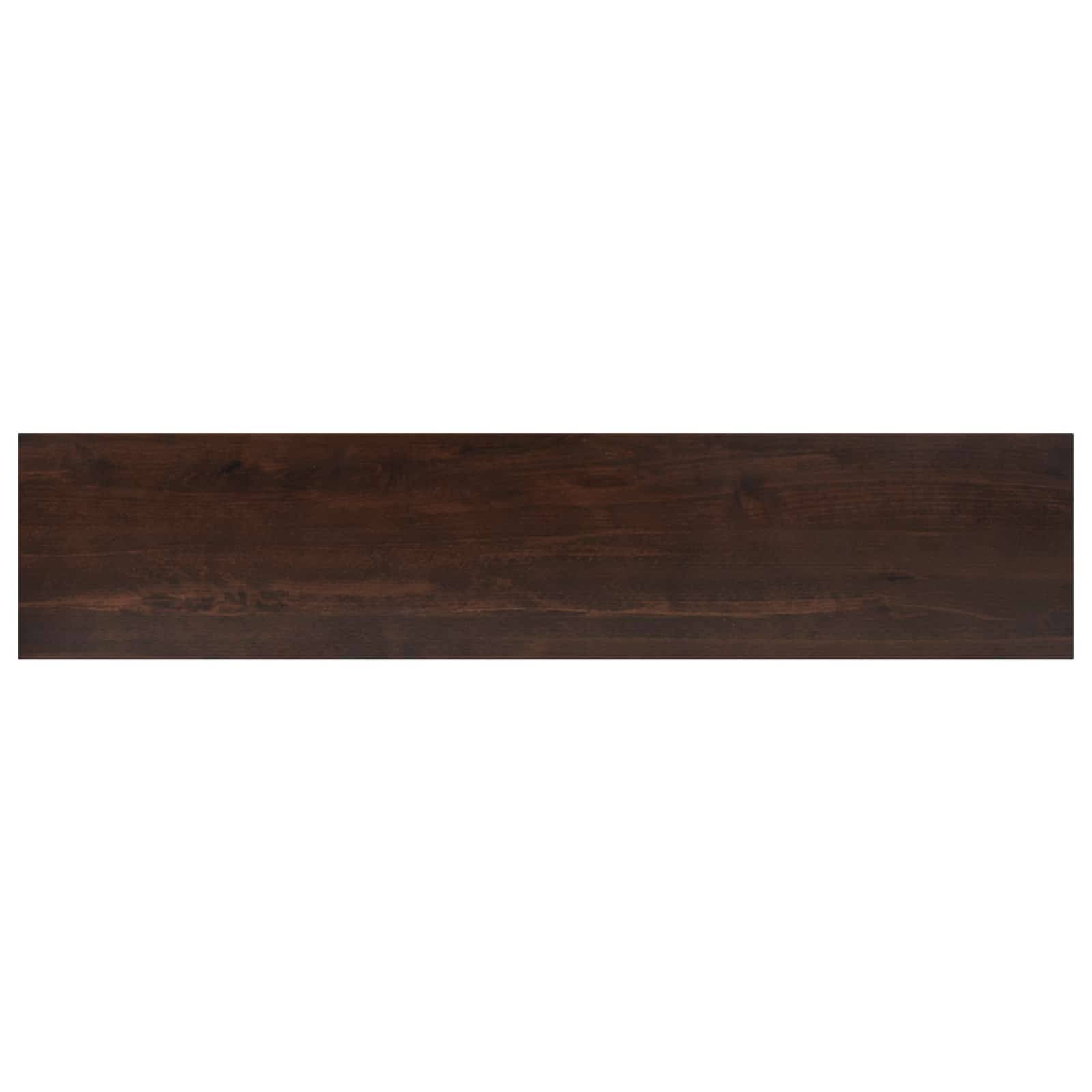 Dunkelbraunes Holzbrett oder Regal auf weißem Hintergrund.