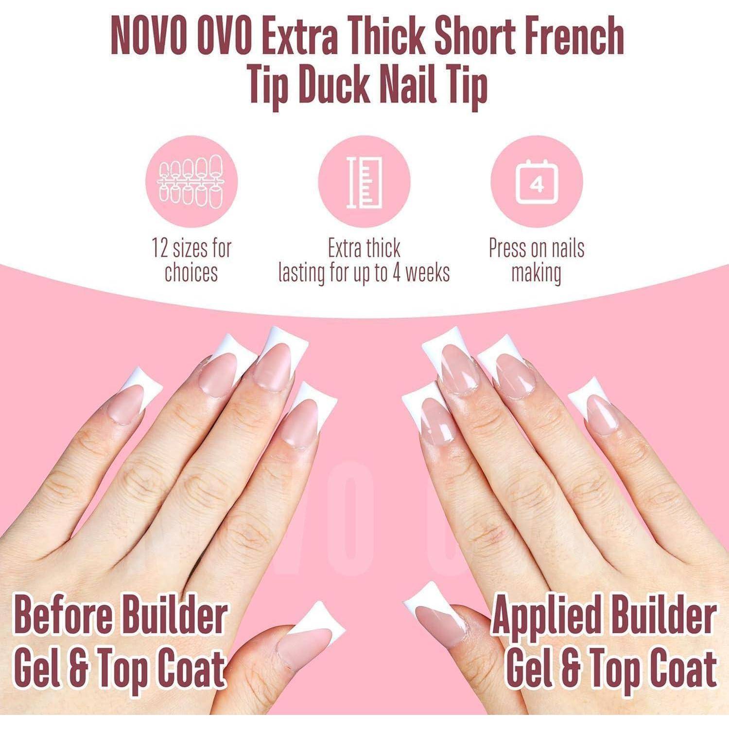 Werbegrafik für „NOVO OVO Extra Thick Short French Tip Duck Nail Tip