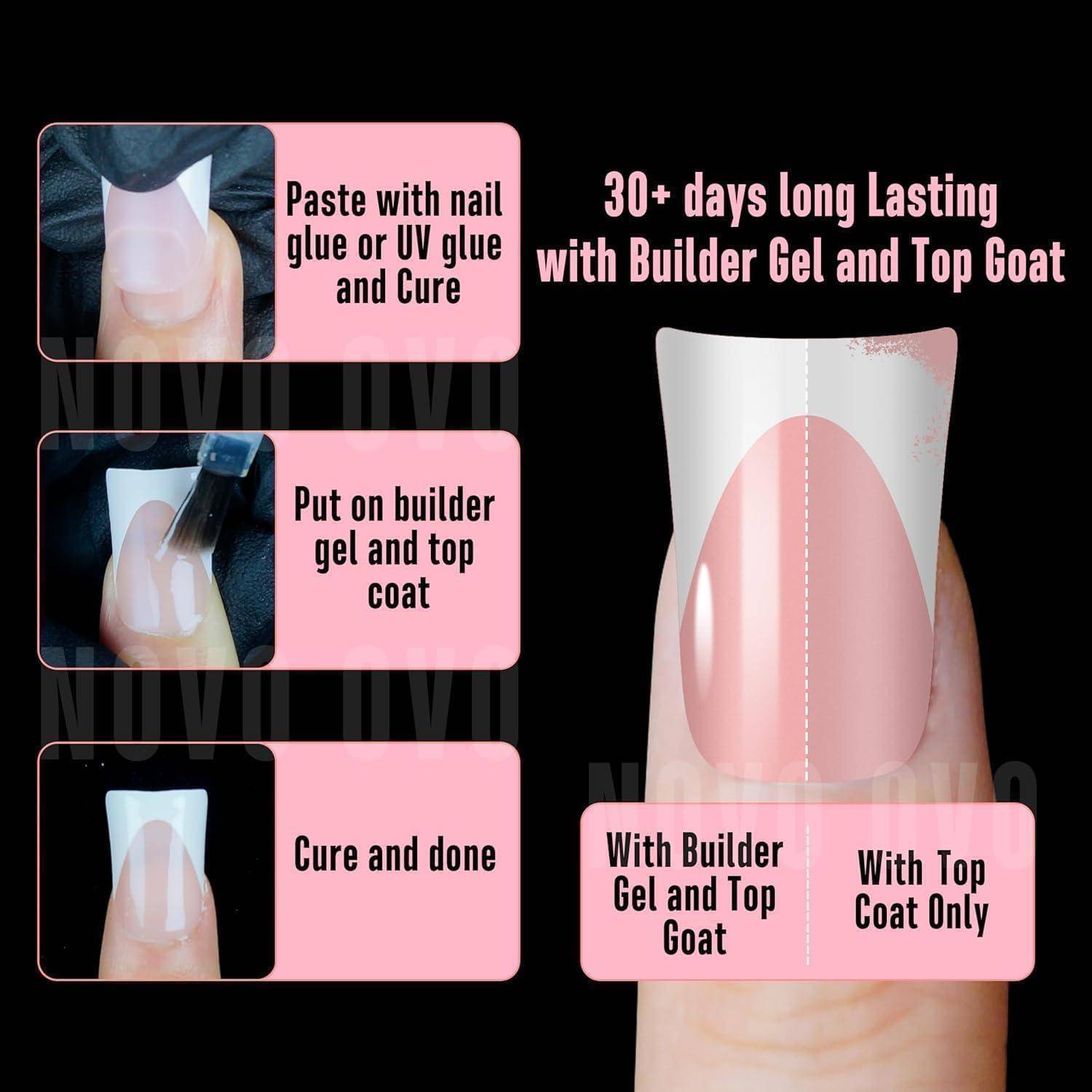 Kunstnägel Short Duck Nails White French Tip Baby Pink_EU
