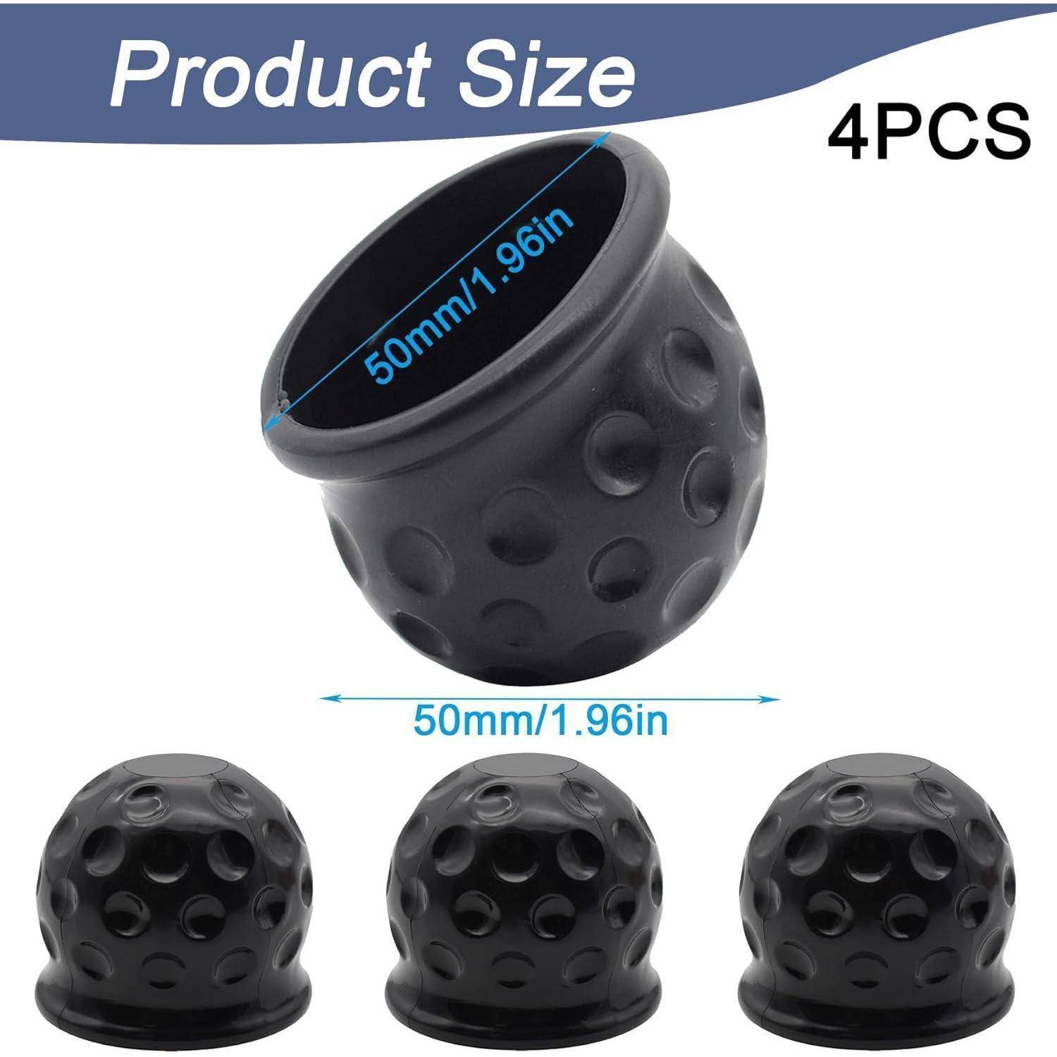 Produktgrößengrafik mit einer schwarzen strukturierten Gummikappe, 50 mm/1,96 Zoll breit, verkauft als 4 Stück.