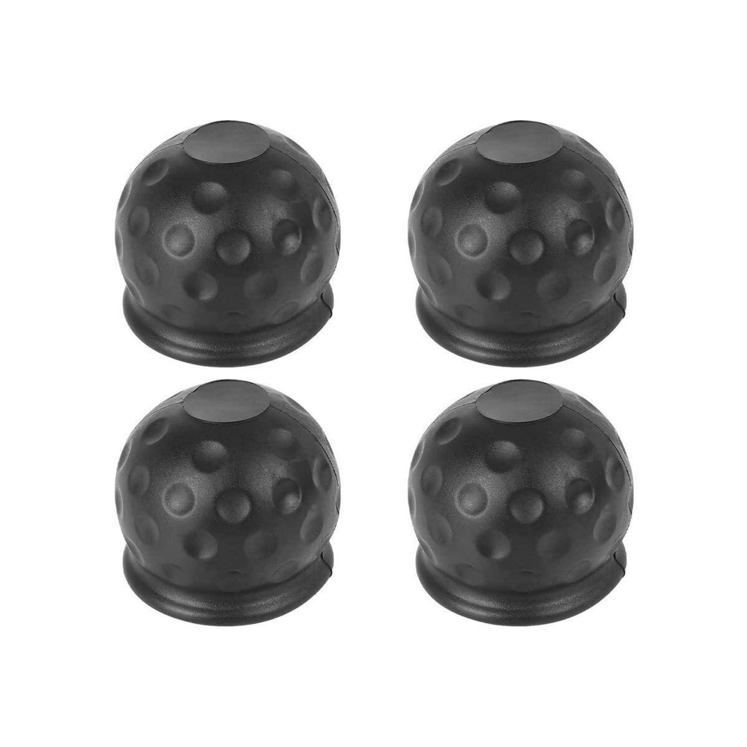 Vier schwarze kuppelförmige Gummipuffer mit strukturierten, grübchenartigen Oberflächen in einem 2x2-Gitter auf weißem Hintergrund angeordnet.