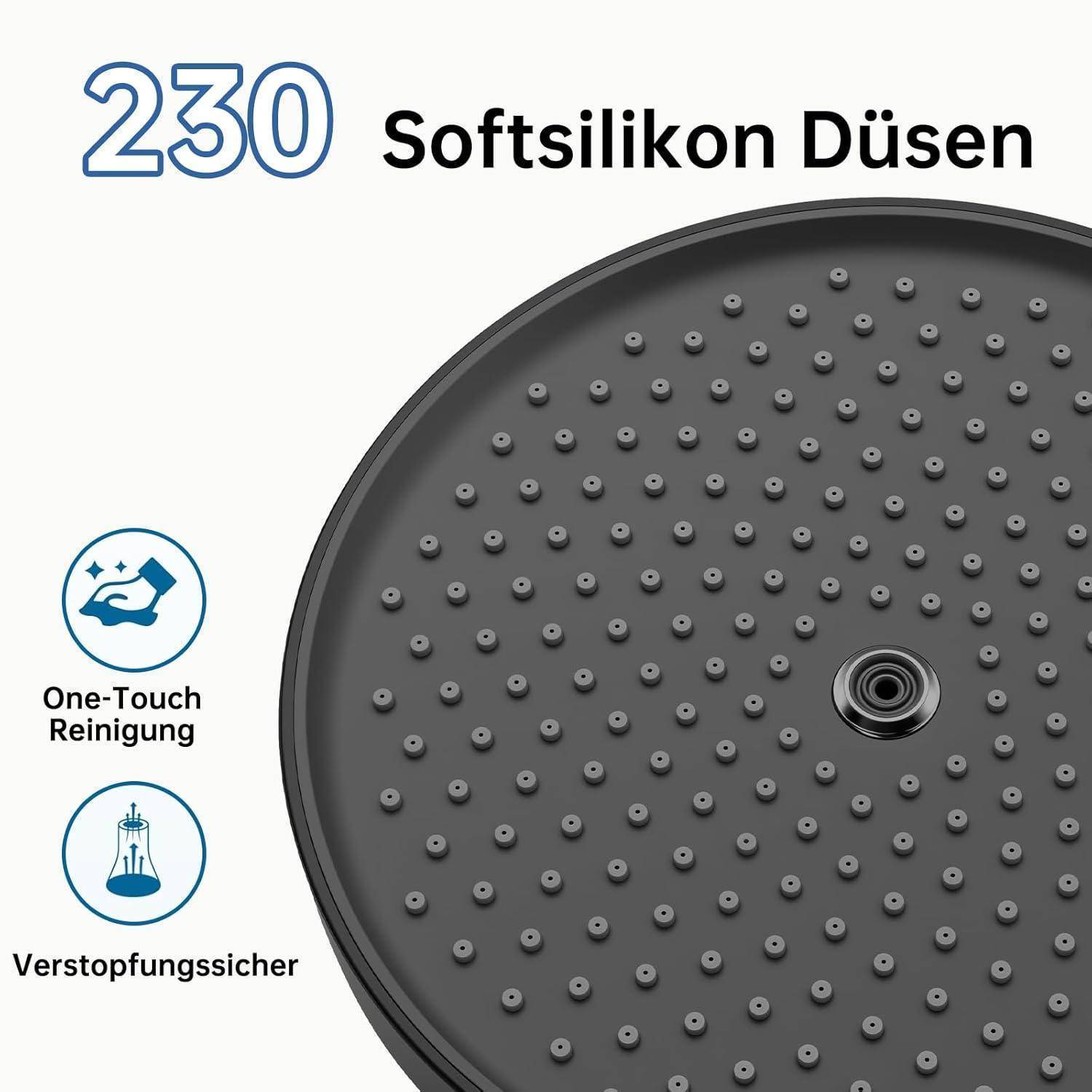 Duschkopf mit der Bezeichnung „230 Softsilikon Düsen