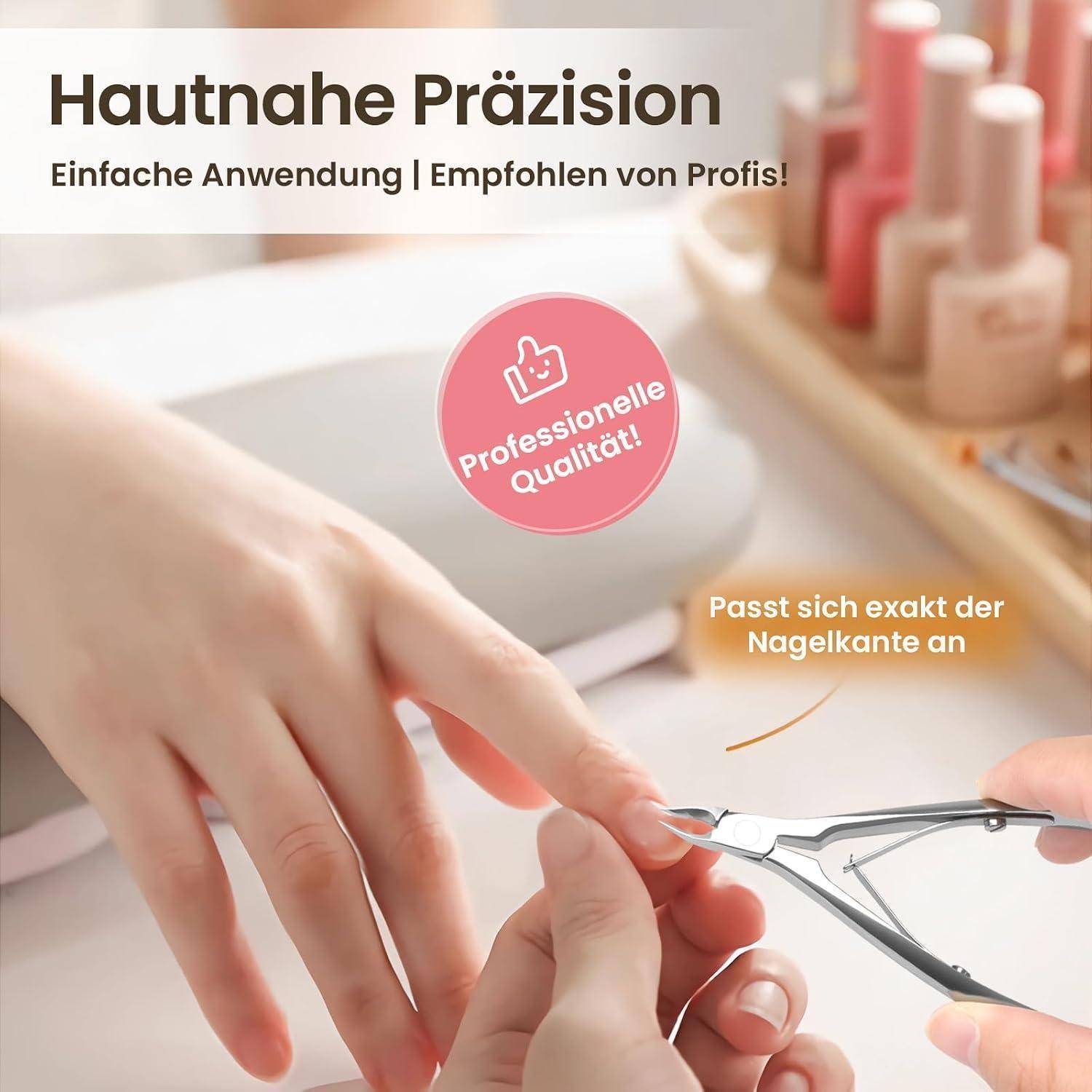 THRAU Nagelhautzange Edelstahl mit Aufbewahrungsbox & Schutzkappe