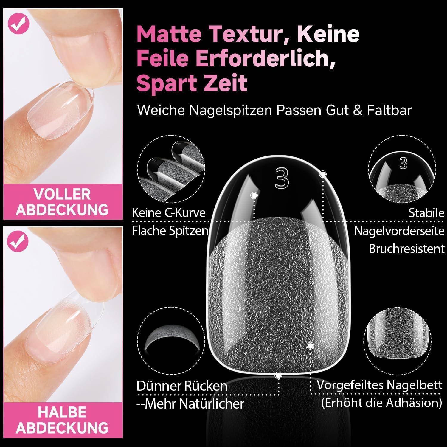 Nageltips Kurze Ovale 216 Stück 12 Größen Softgel Acryl Kurze Ovale-S