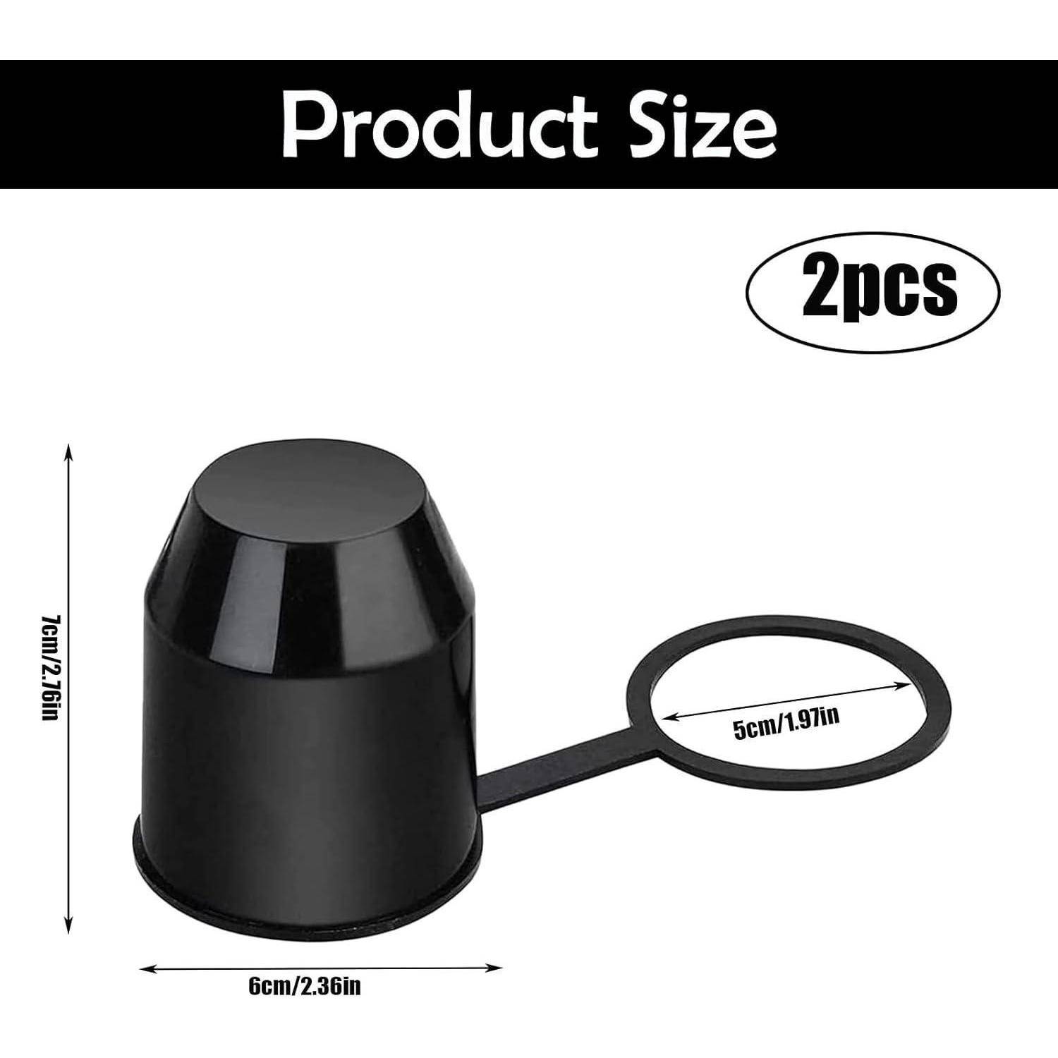 Produktgrößendiagramm für 2 Stück: schwarzes becherförmiges Teil mit Griffschlaufe, 7 cm hoch und 6 cm breit, Schlaufendurchmesser 5 cm.
