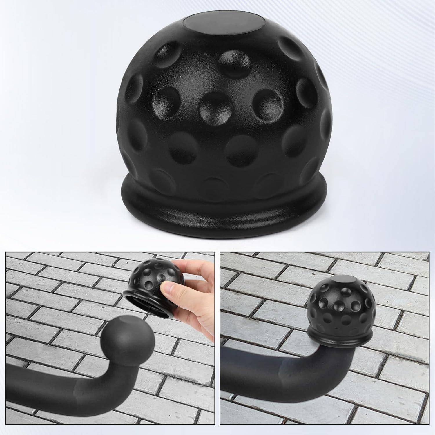 Schwarze Golfschlägerkopfhaube mit strukturiertem Balldesign, shown off the club und auf einem Schlägerkopf montiert zum Schutz.