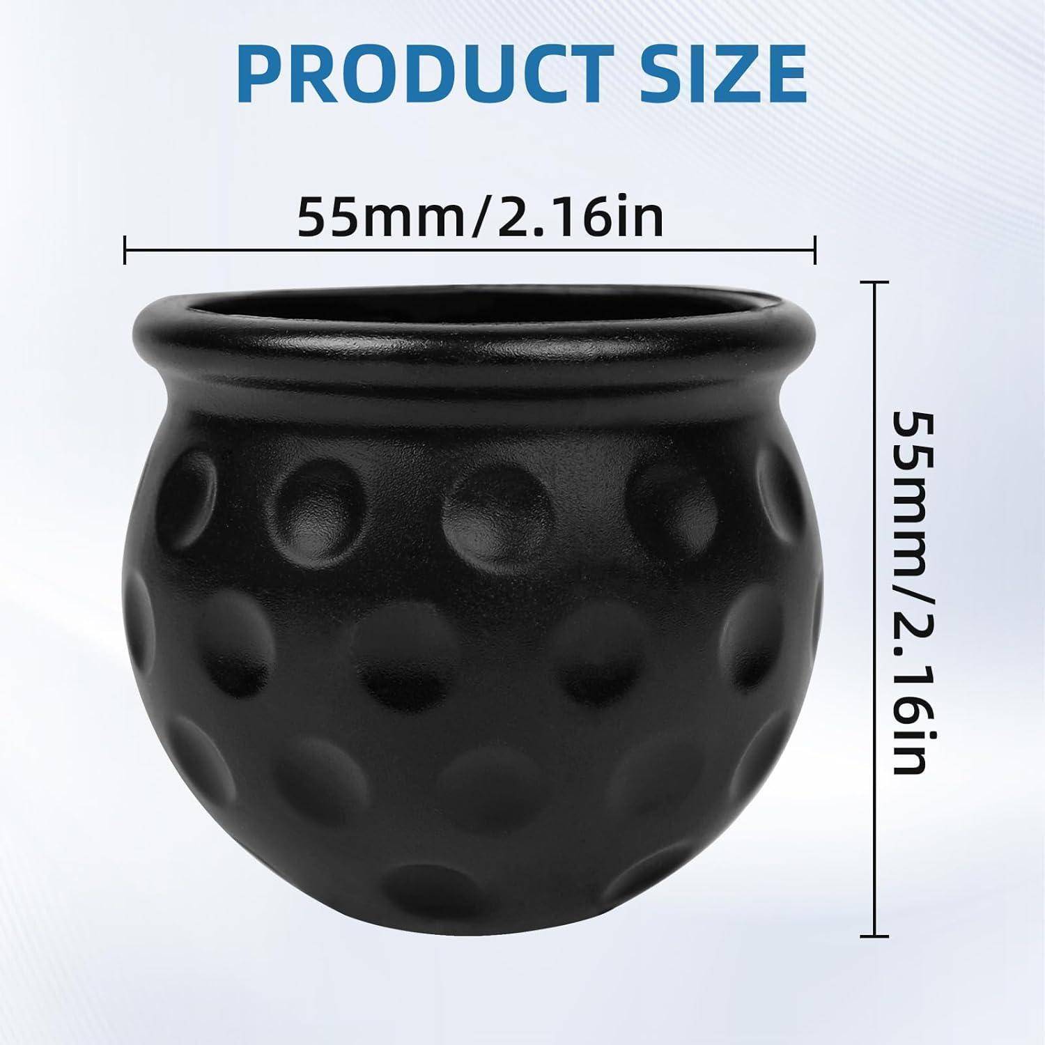Produktgrößen-Grafik zeigt eine schwarze strukturierte Schüssel oder einen Topf, 55 mm x 55 mm (2,16 Zoll x 2,16 Zoll), gekennzeichnet mit „PRODUKTGRÖSSE