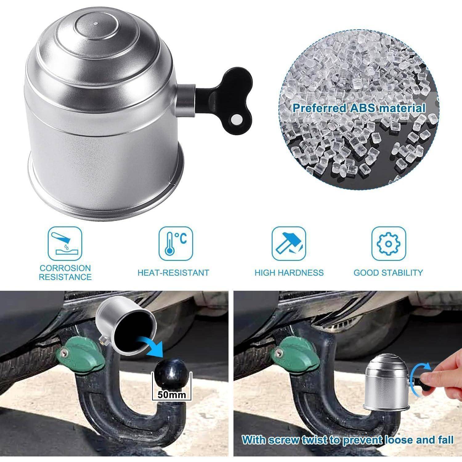 Anhängerkupplung Abdeckung mit Schloss 50mm 2 Stück Silber
