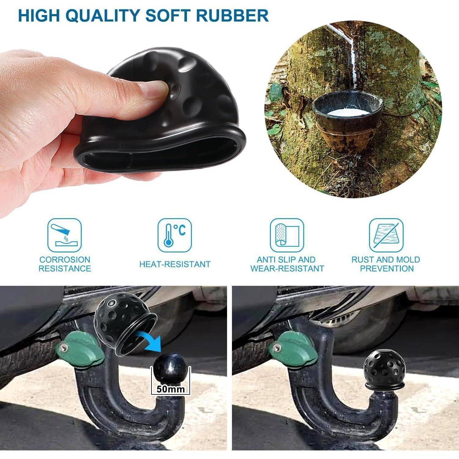 VooGenzek Anhängerkupplung Kugelabdeckung Gummi 50mm 4 Stück Schwarz