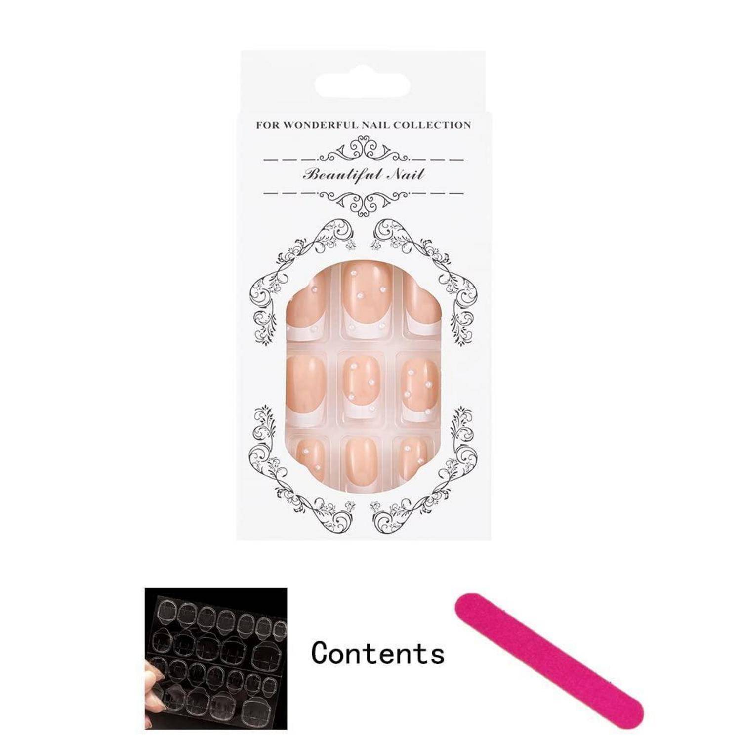 Verpackung für ein Kunstnagel-Set mit der Bezeichnung „FÜR WUNDERBARE NAGELKOLLEKTION