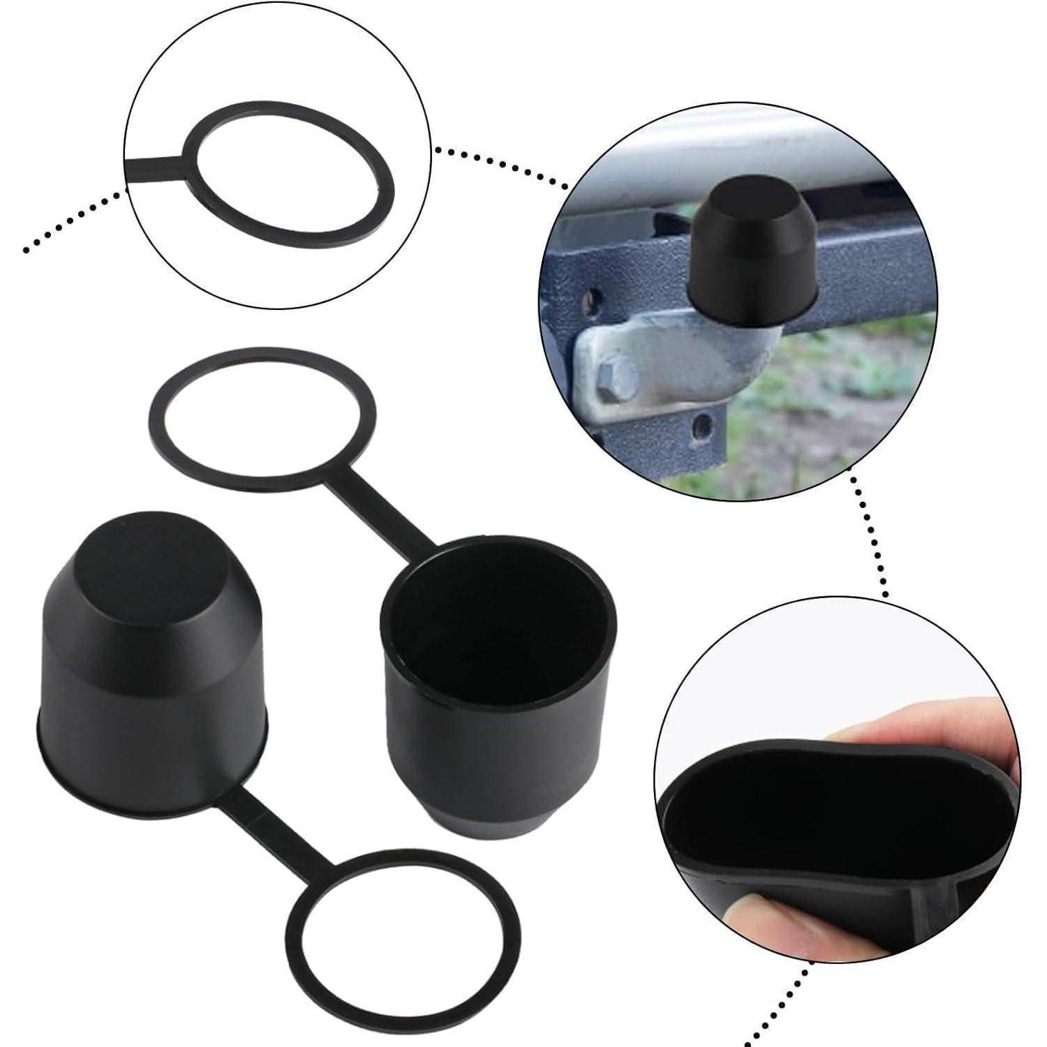 ANBOO 2 Stk. Anhängerkupplung Abdeckung Schwarz bis 55mm