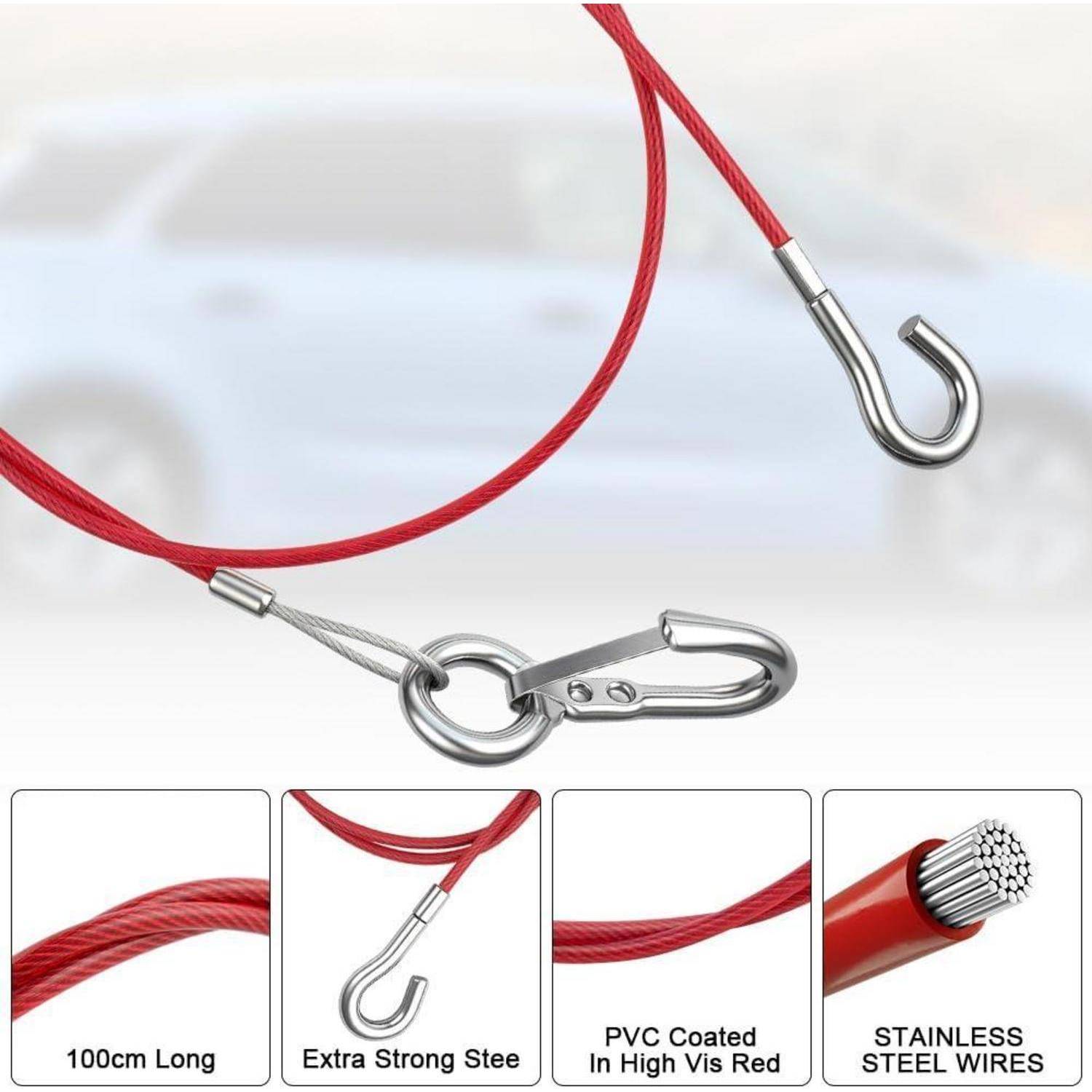 URAQT Abreisseil 1m mit Haken für Anhänger und Wohnwagen