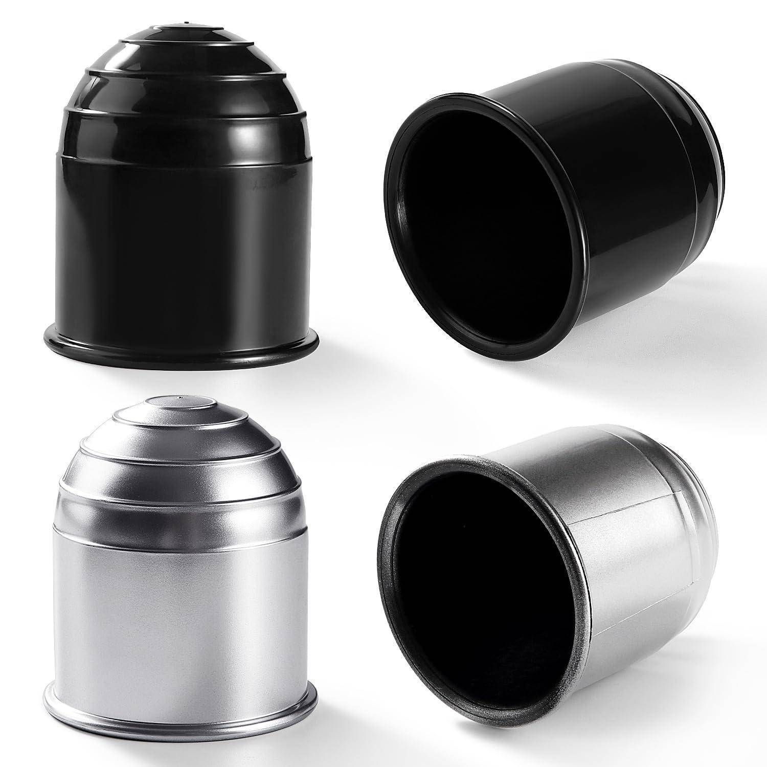Anhängerkupplung Abdeckung 50 mm 4 Stück Schwarz/Silber