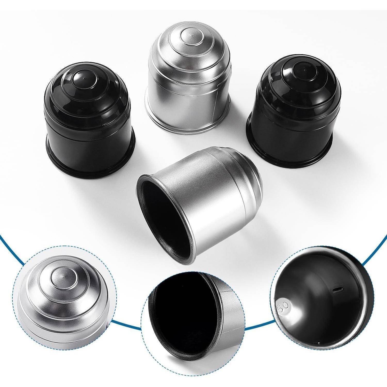 Anhängerkupplung Abdeckung 50 mm 4 Stück Schwarz/Silber