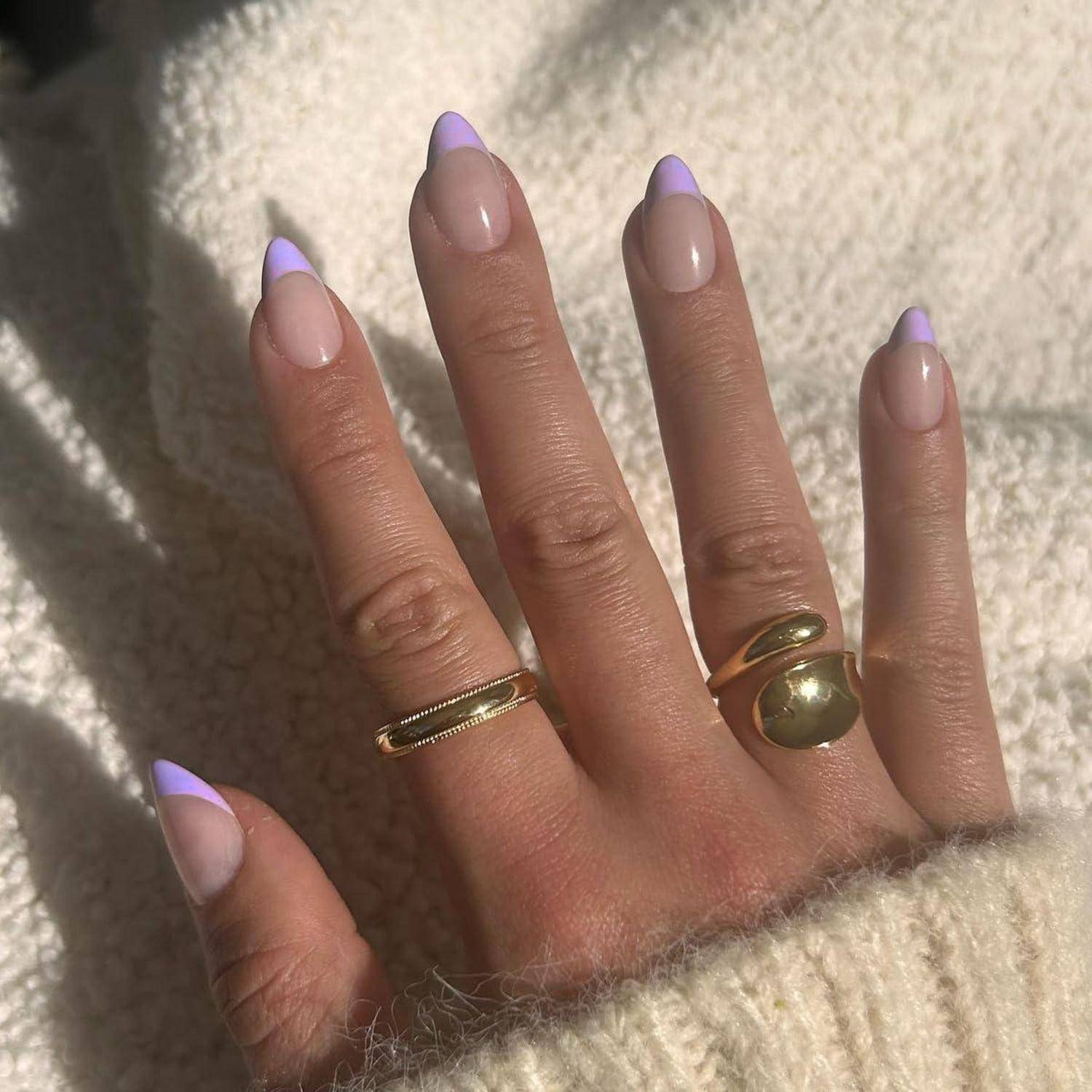 KQueenest Press On Nails French Tip Mandel Lila 30 Stück