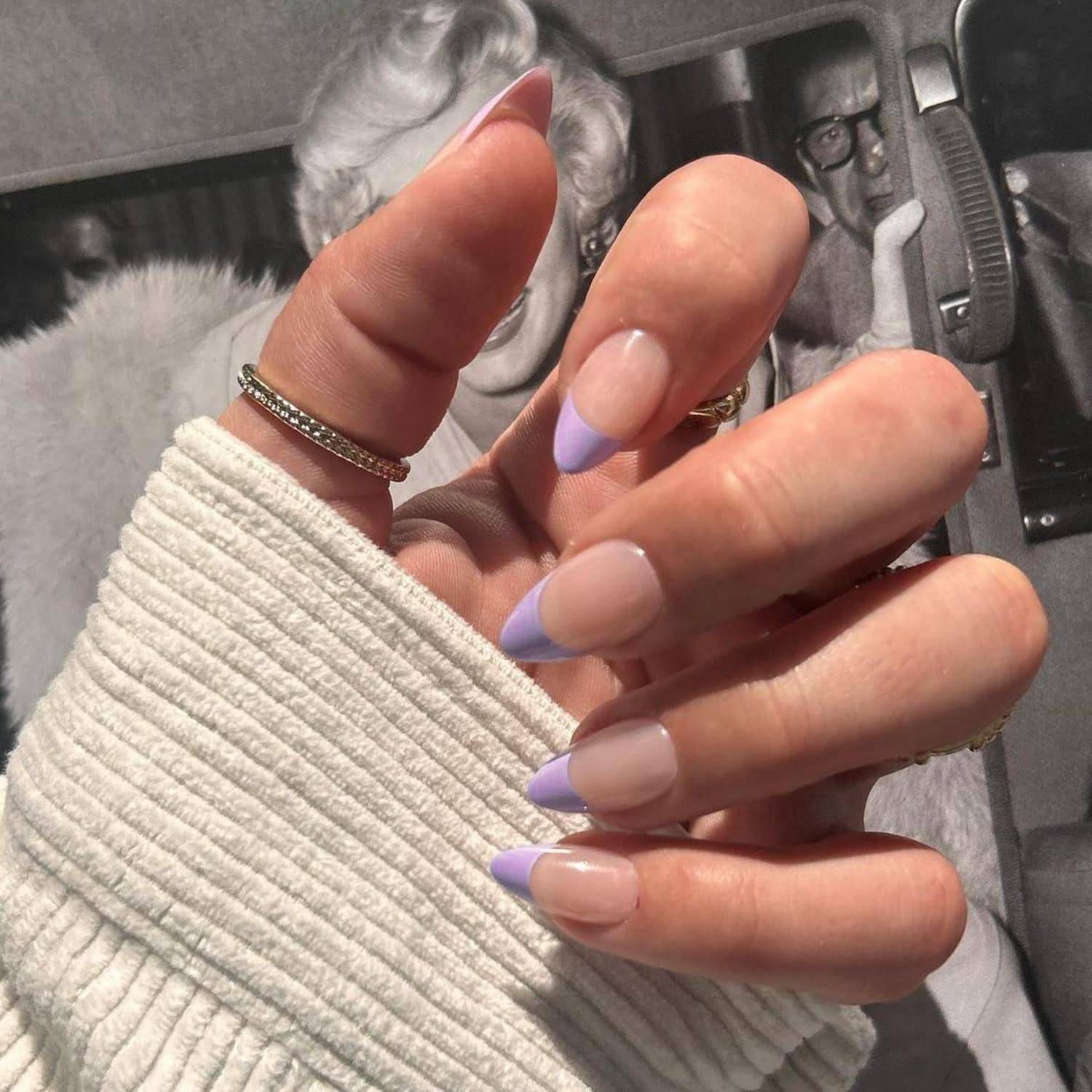 KQueenest Press On Nails French Tip Mandel Lila 30 Stück