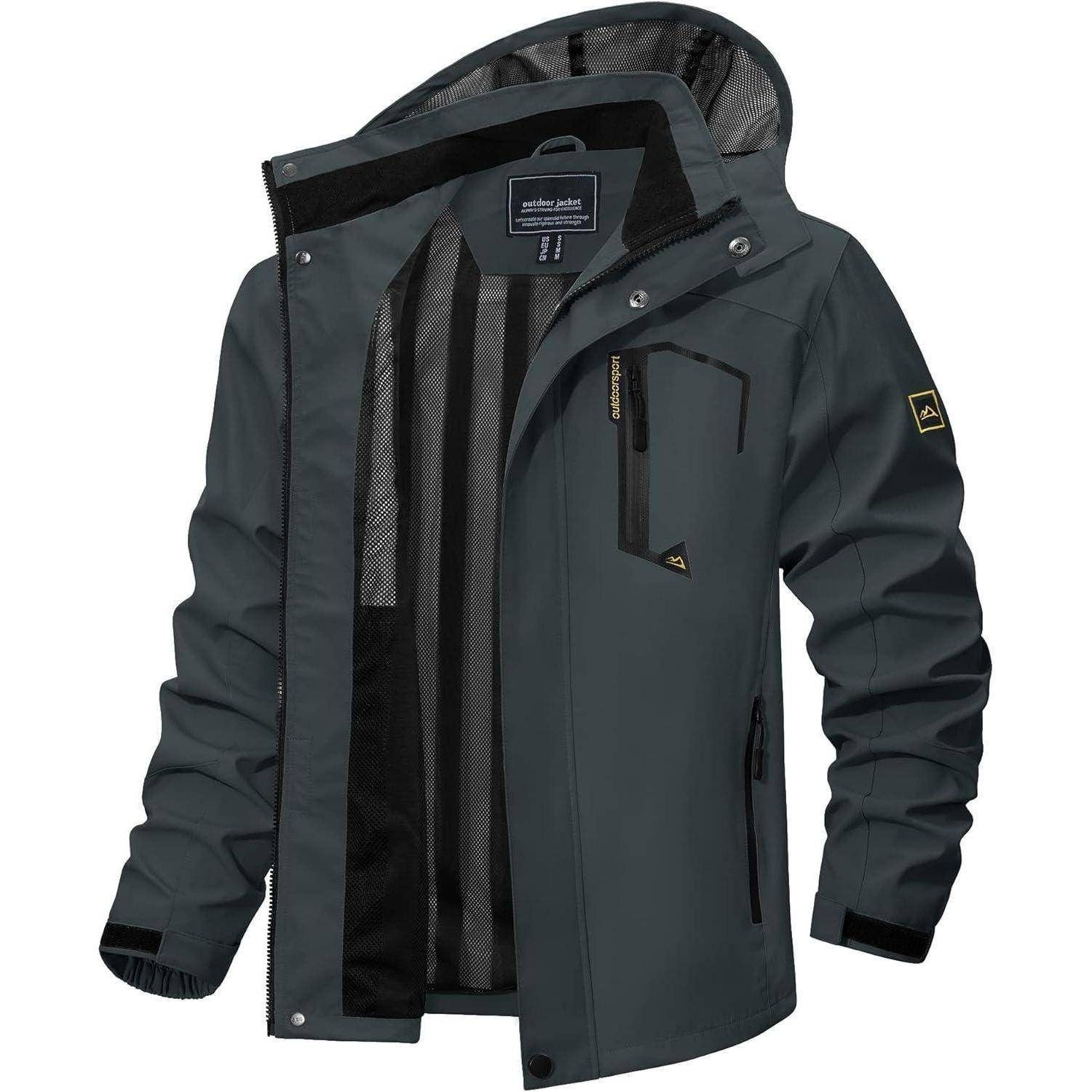 Outdoorjacke Herren Wasserabweisend Abnehmbare Kapuze M Kohlengrau