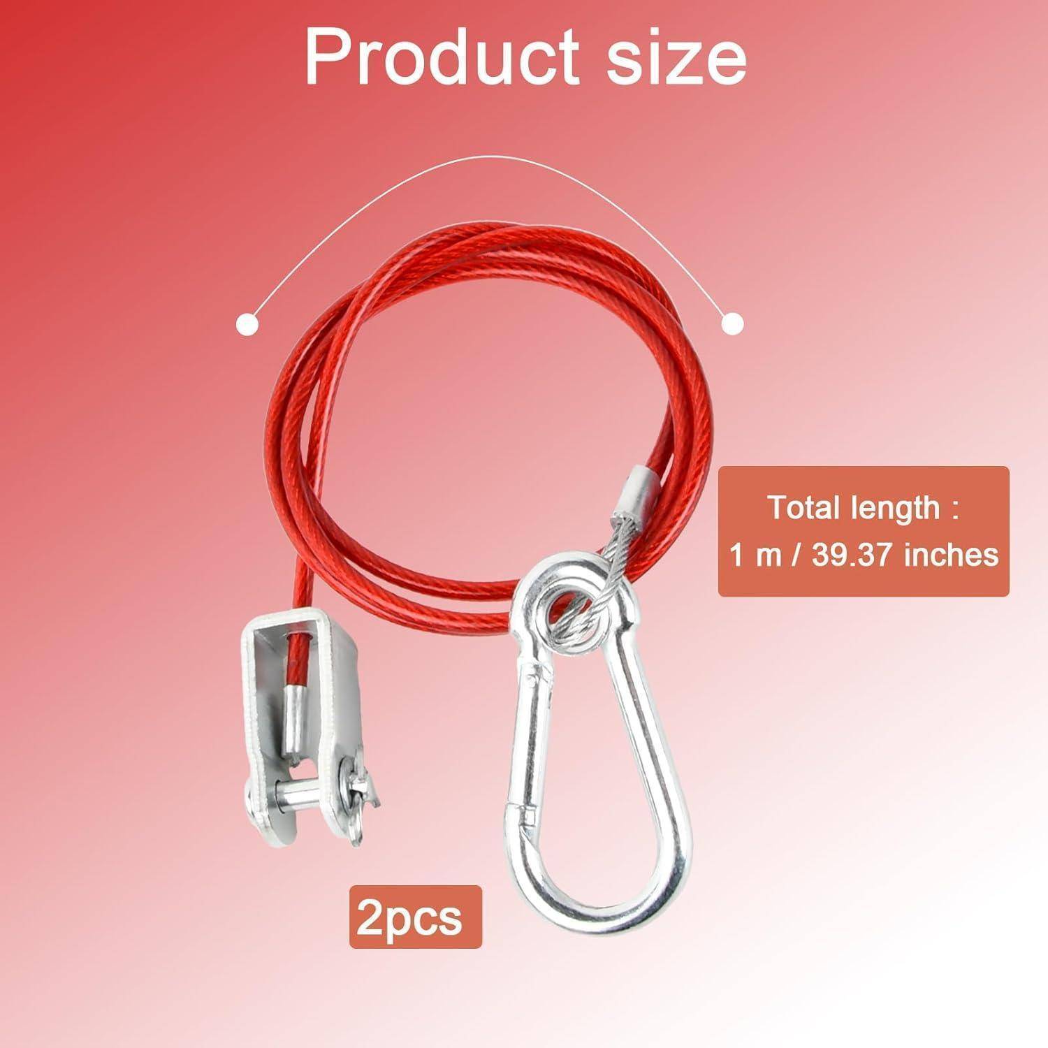 Produktgrößendiagramm mit einem roten Kabel mit zwei Metallclips; Gesamtlänge beträgt 1 m (39,37 Zoll) und Menge beträgt 2 Stück.